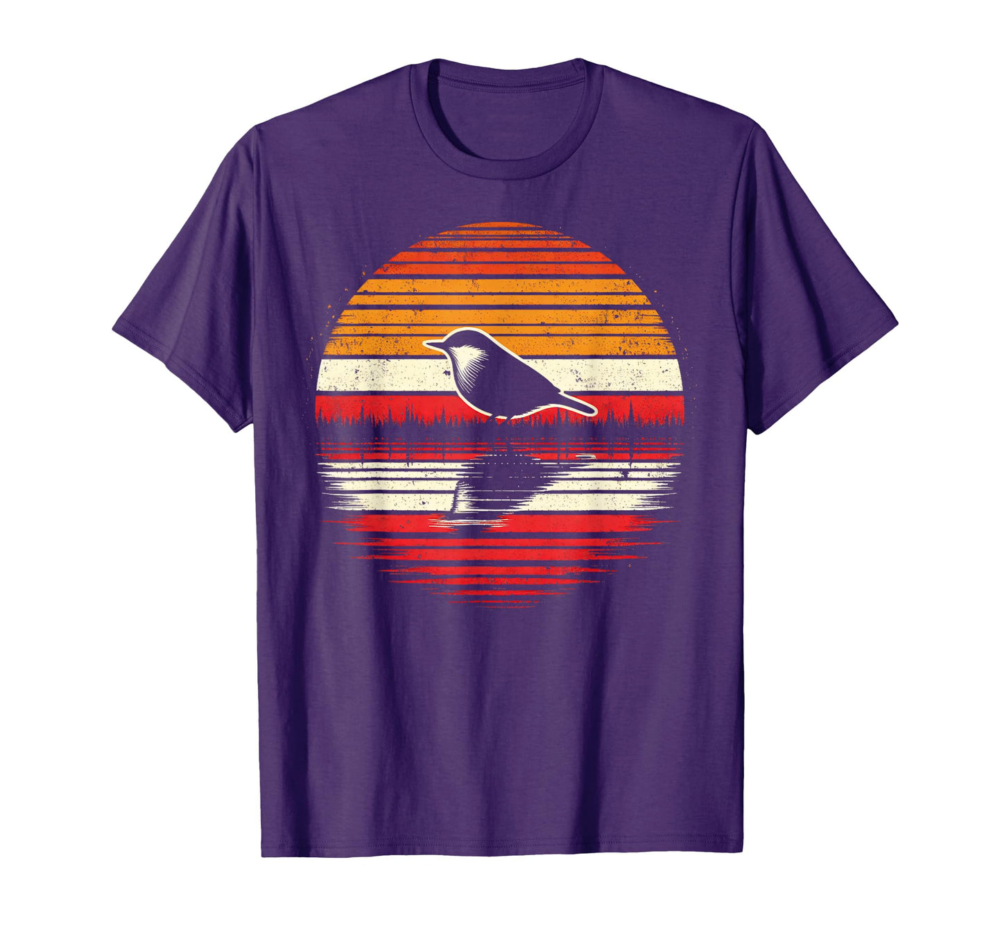 Nuthatch Bird Sunset Retro Style Safari Vintage 70s T-Shirt