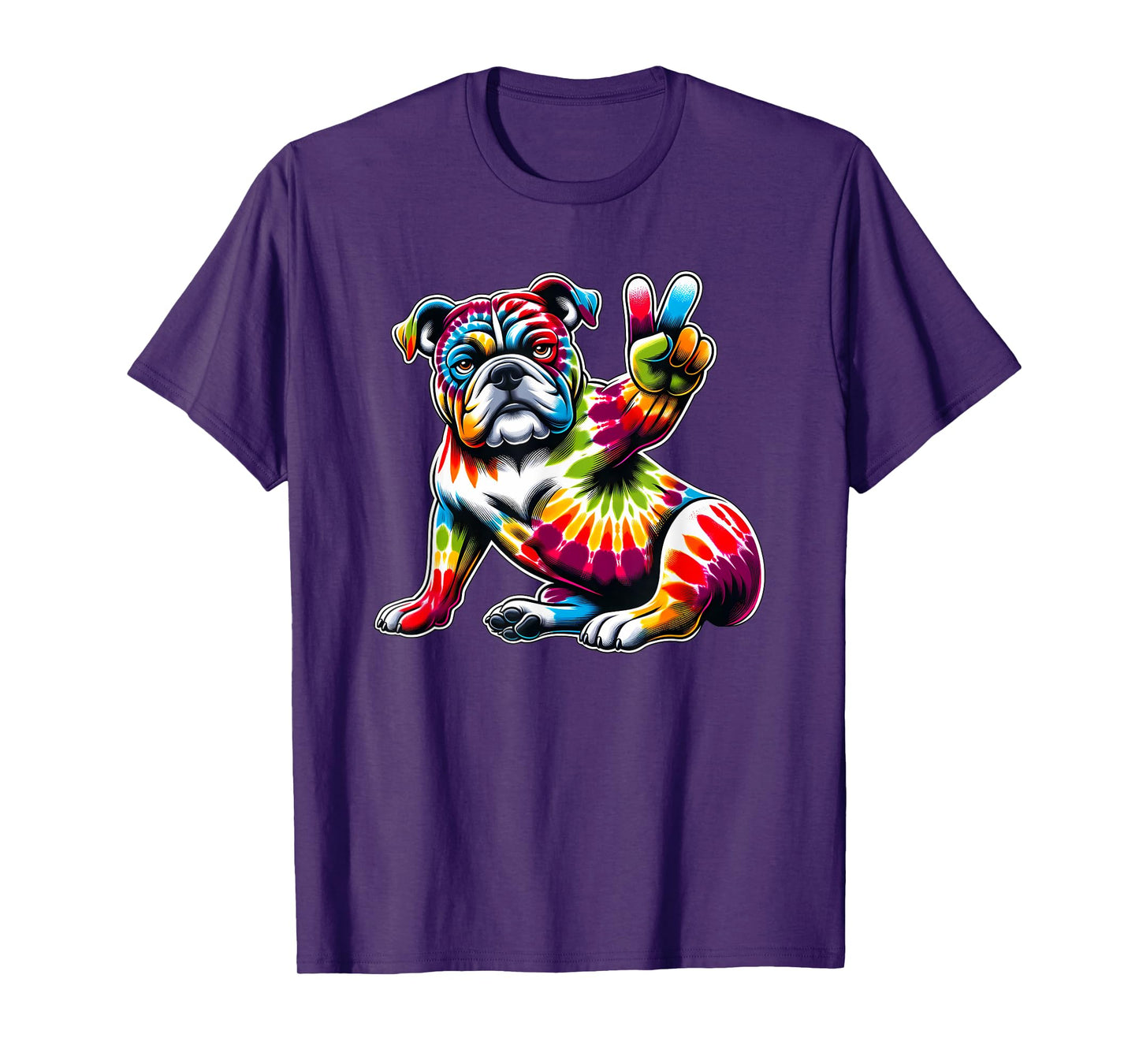 Peace Sign Tie Dye American Bulldog T-Shirt for Men Women Kids