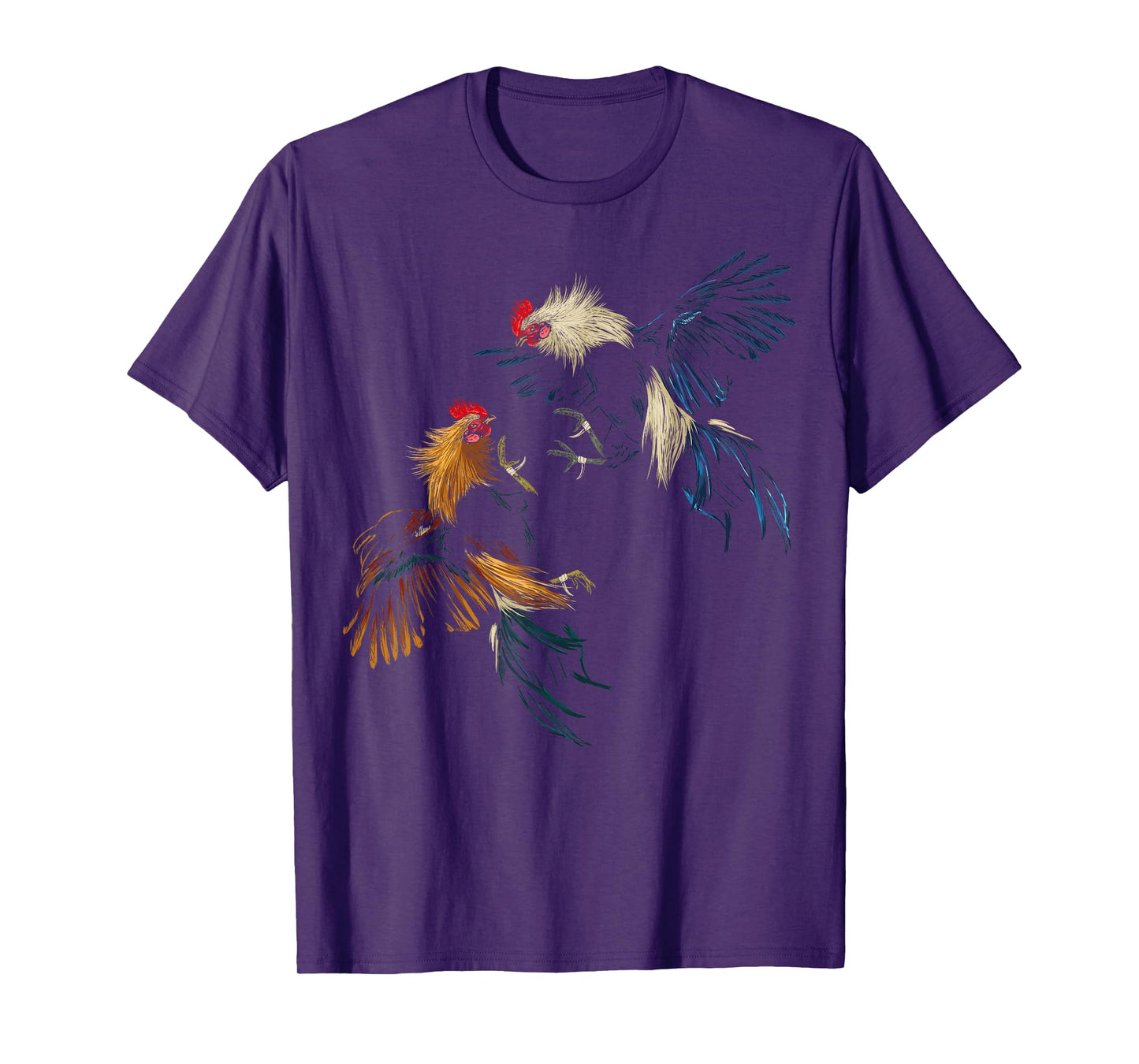 Peleas De Gallos Chickens Roosters Fighting T-Shirt - Black - Small - Unisex-Adults - Short Sleeve - Cotton 60%, Polyester 40% - Cockfighting Rooster Design - Classic Fit - Imported