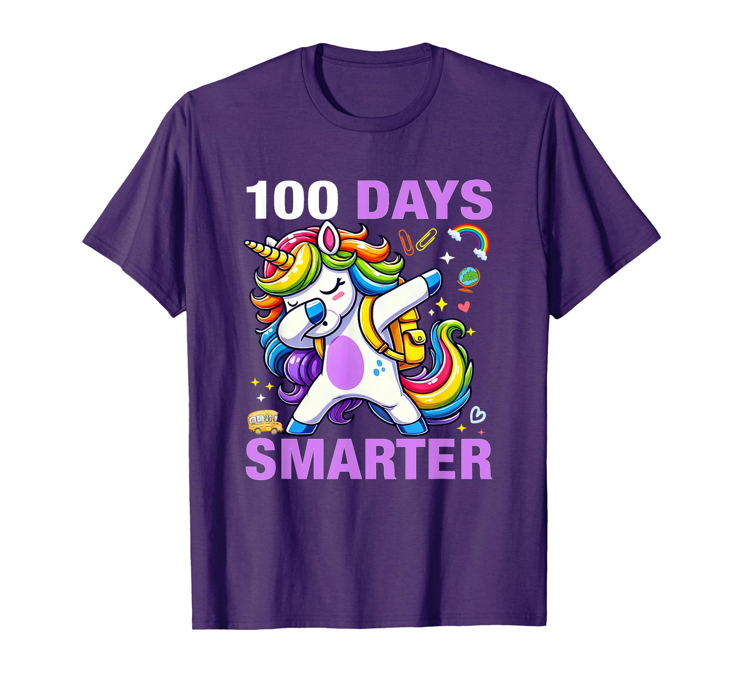 100 Days Smarter Kids Girls Unicorn 100th Day of School T-Shirt
