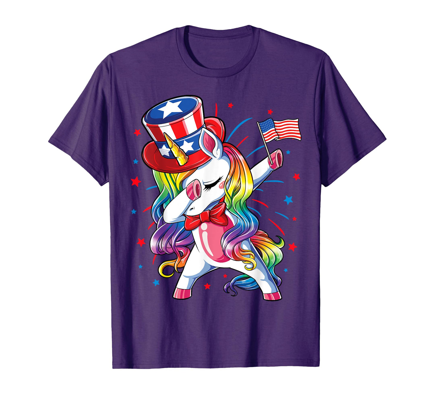 Dabbing Unicorn 4 July Uncle Sam Girls American T-Shirt