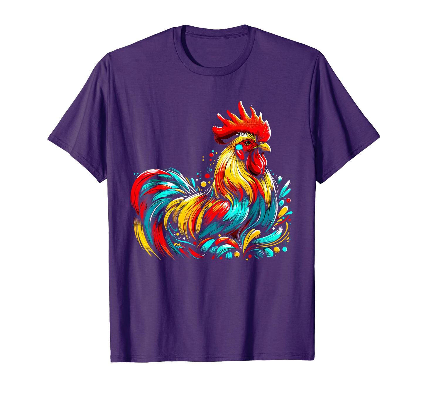 Chicken Colorful Farm Chicken T-Shirt, Small, Black