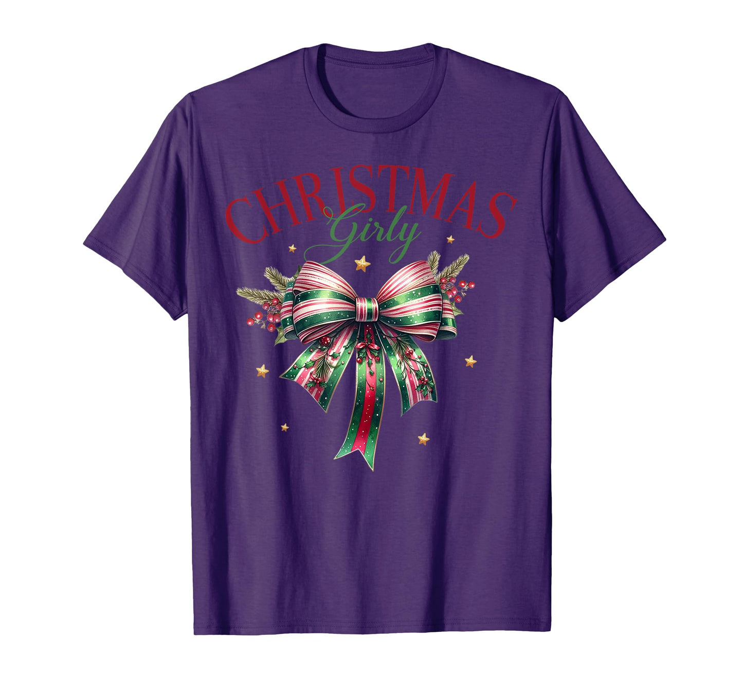 Christmas Girly Family Santa Christmas Bow for Women Girls T-Shirt