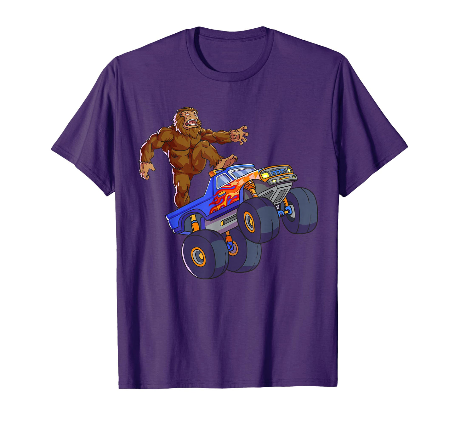 Bigfoot Riding Monster Truck Funny Sasquatch Monster Truck T-Shirt