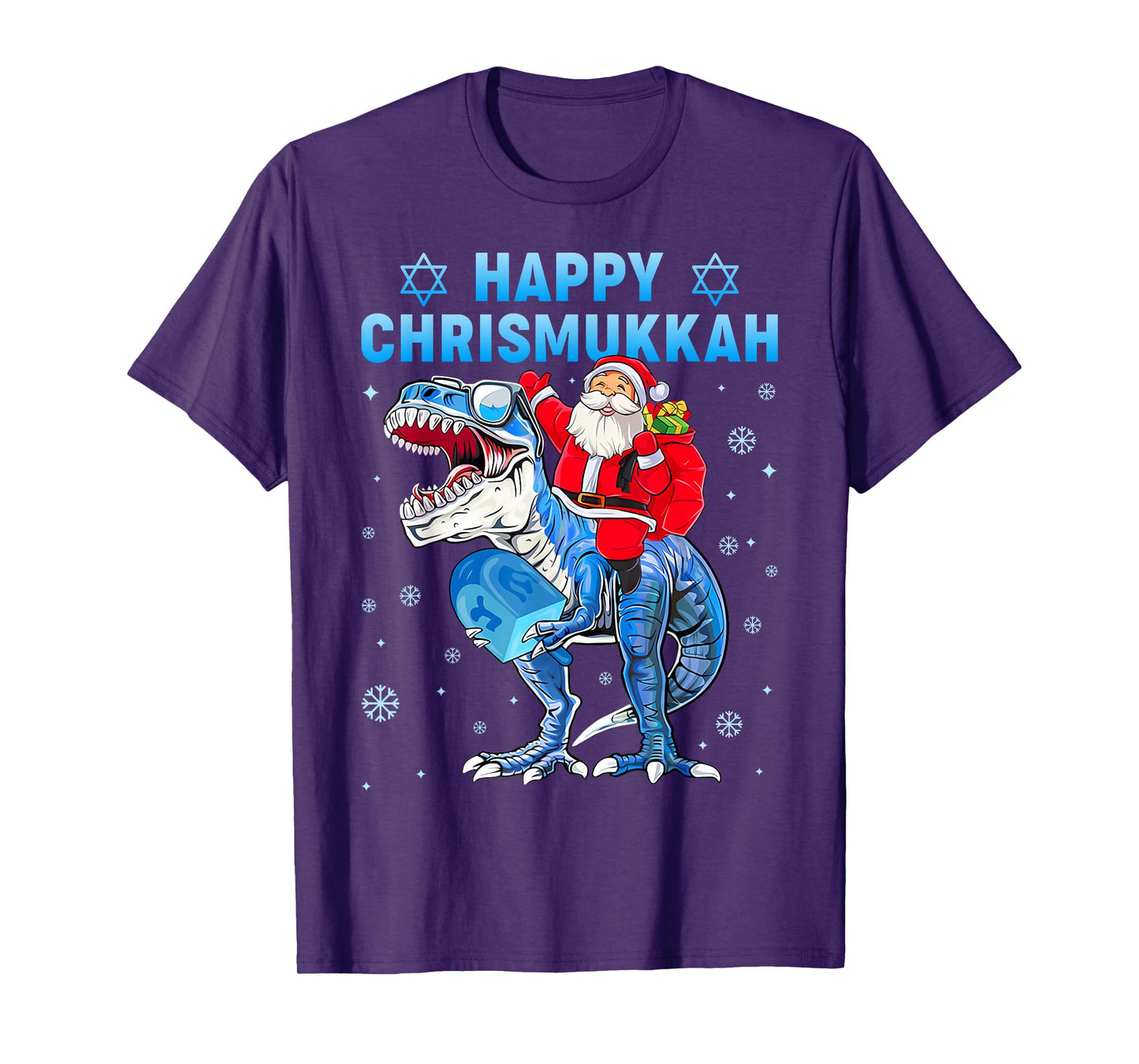 Happy Chrismukkah Hanukkah Cool Santa T-rex Jewish Boys Kids T-Shirt