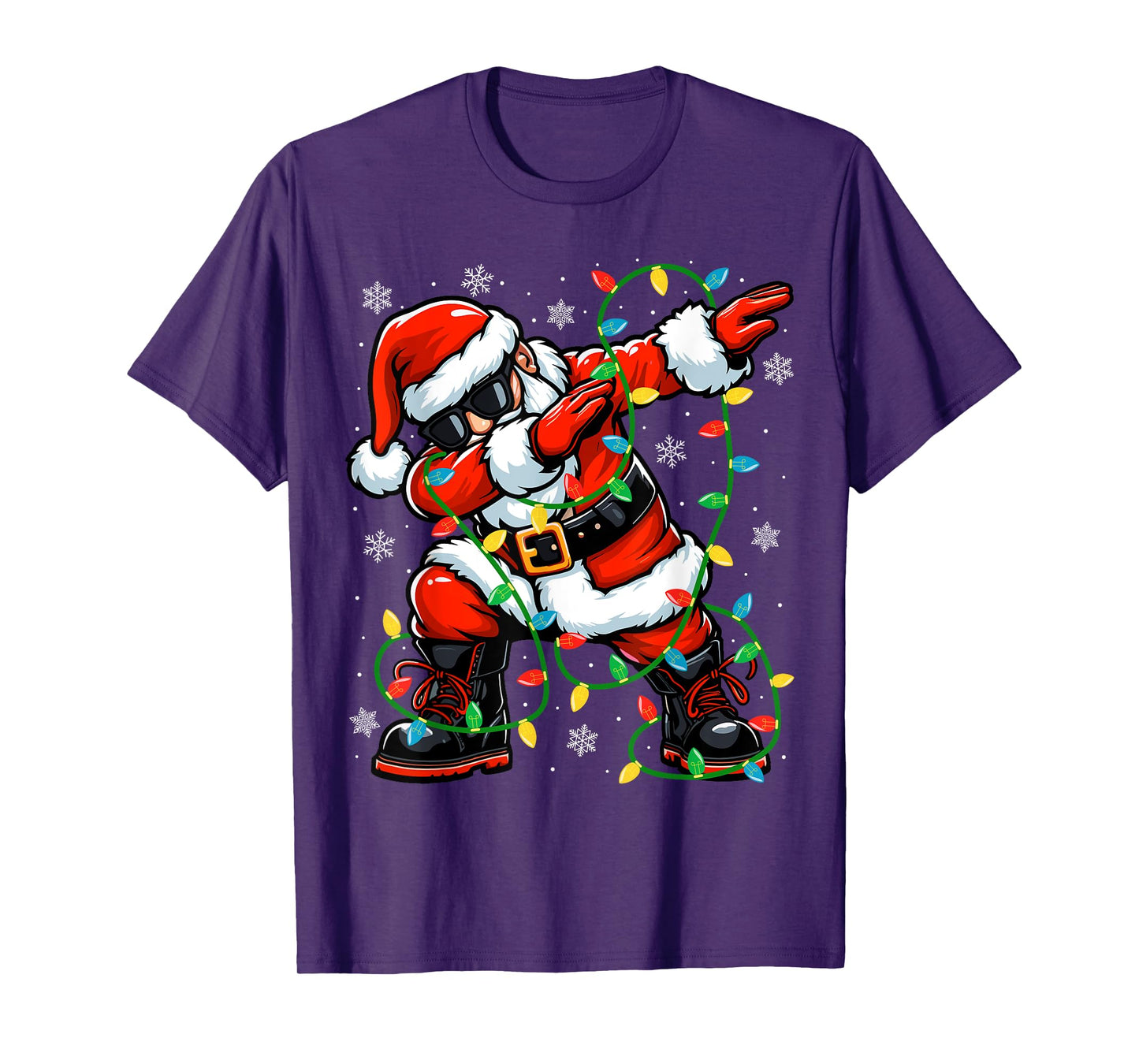 Christmas Dabbing Santa Claus Xmas Lights Kids Christmas T-Shirt
