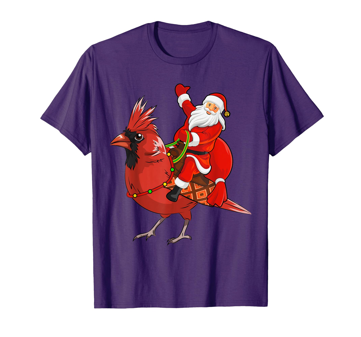 Xmas Matching Funny Santa Riding Northern Cardinal Christmas T-Shirt