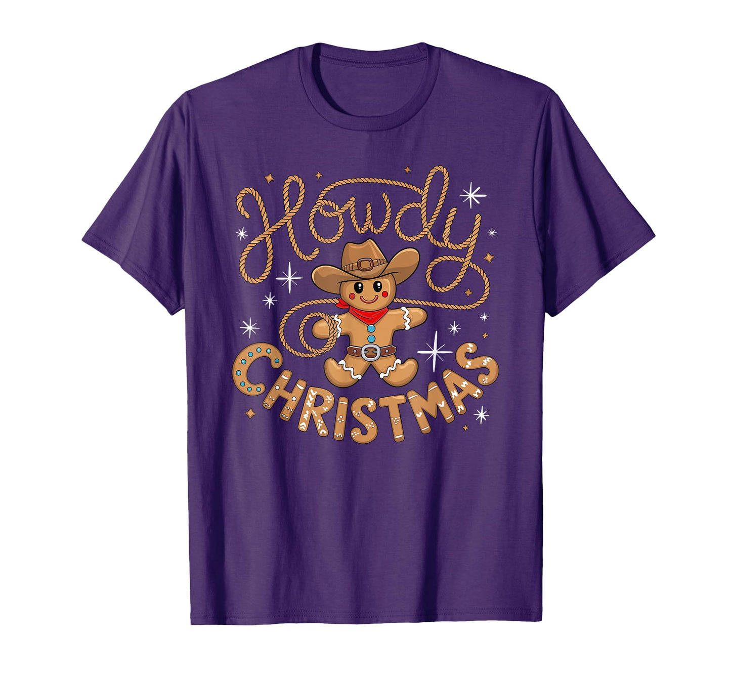 Gingerbread Man Cowboy Hat Western X-mas Howdy Christmas Gingerbread Cowboy Rodeo Lasso Western T-Shirt