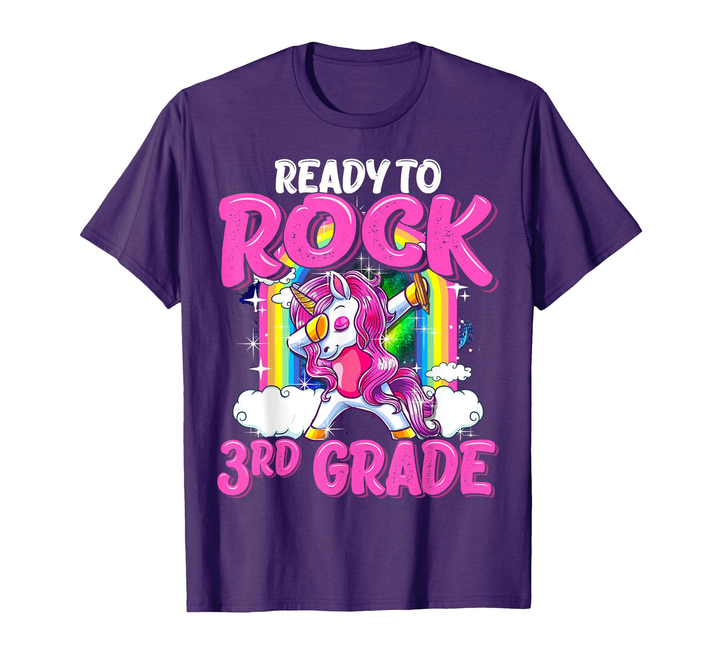 Ready To Rock 3rd Grade Dabbing Unicorn Back To School Girls T-Shirt
