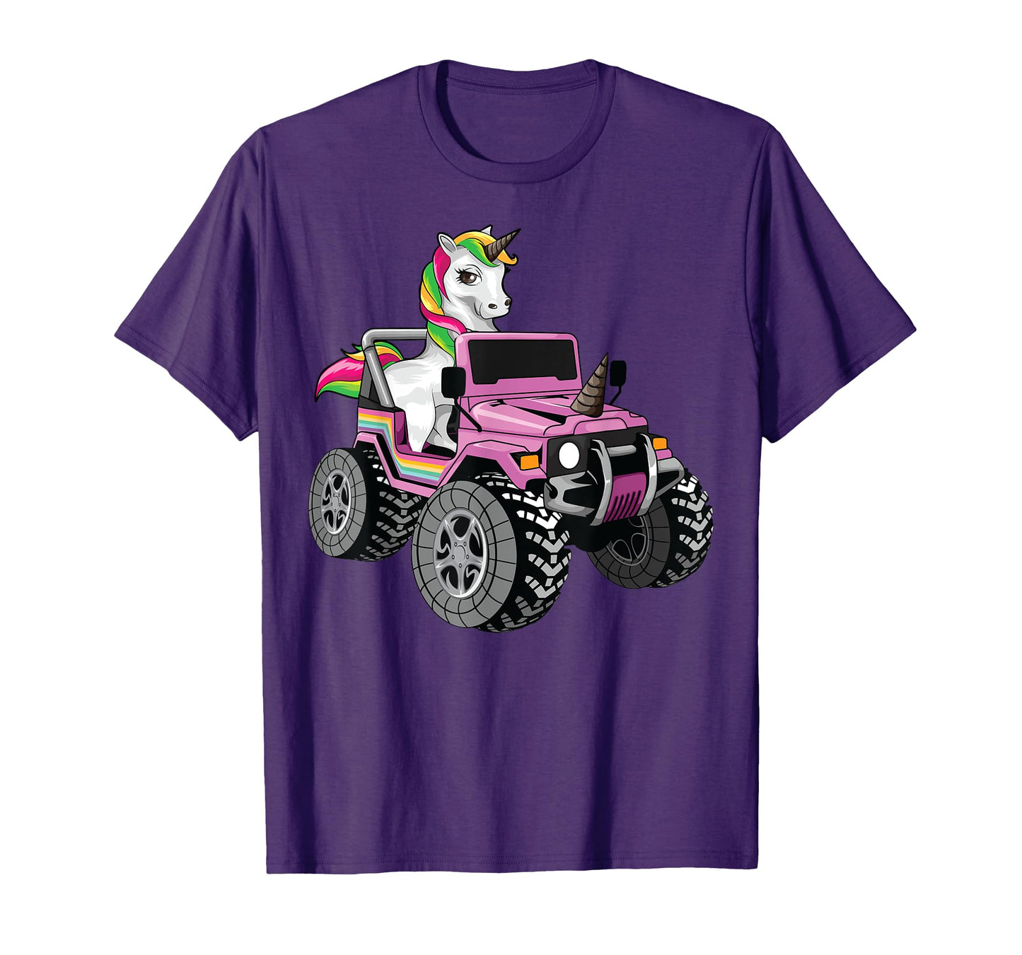 Funny Unicorn Monster Truck Gift For Girls Cool Pink Party T-Shirt