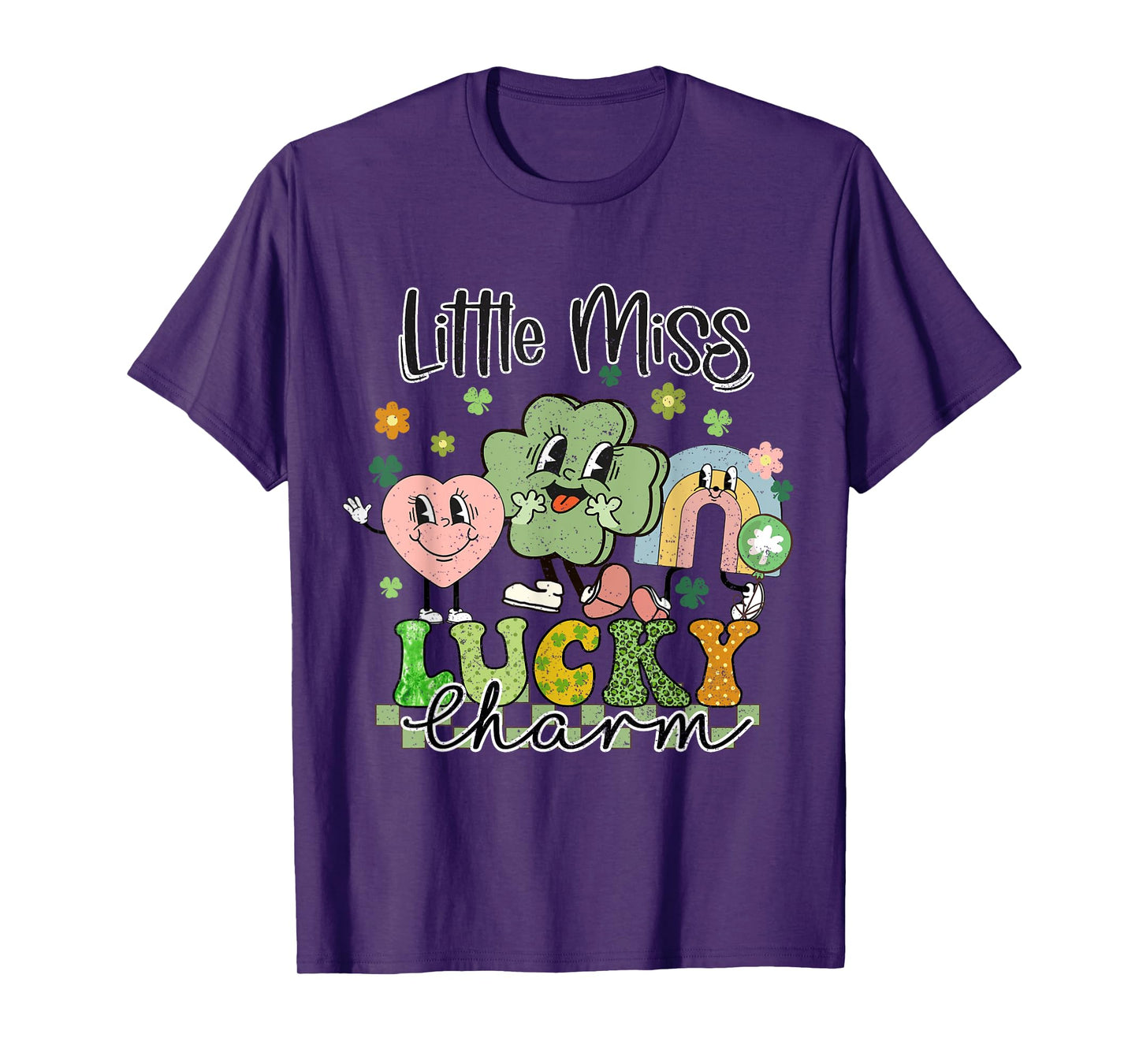 Retro Groovy Little Miss Lucky Charm St Patrick's Day T-Shirt