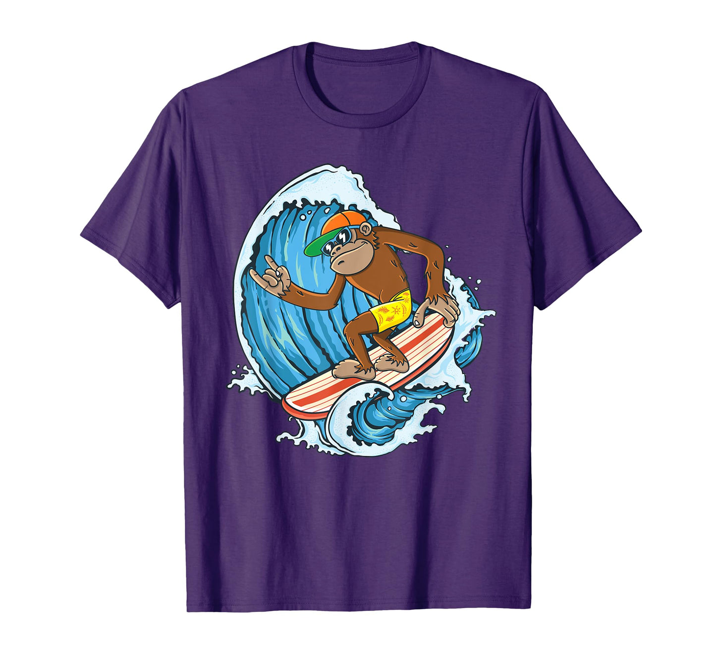 Retro Surfboard Boys Kids Surfboarders Cute Surfing Monkey T-Shirt