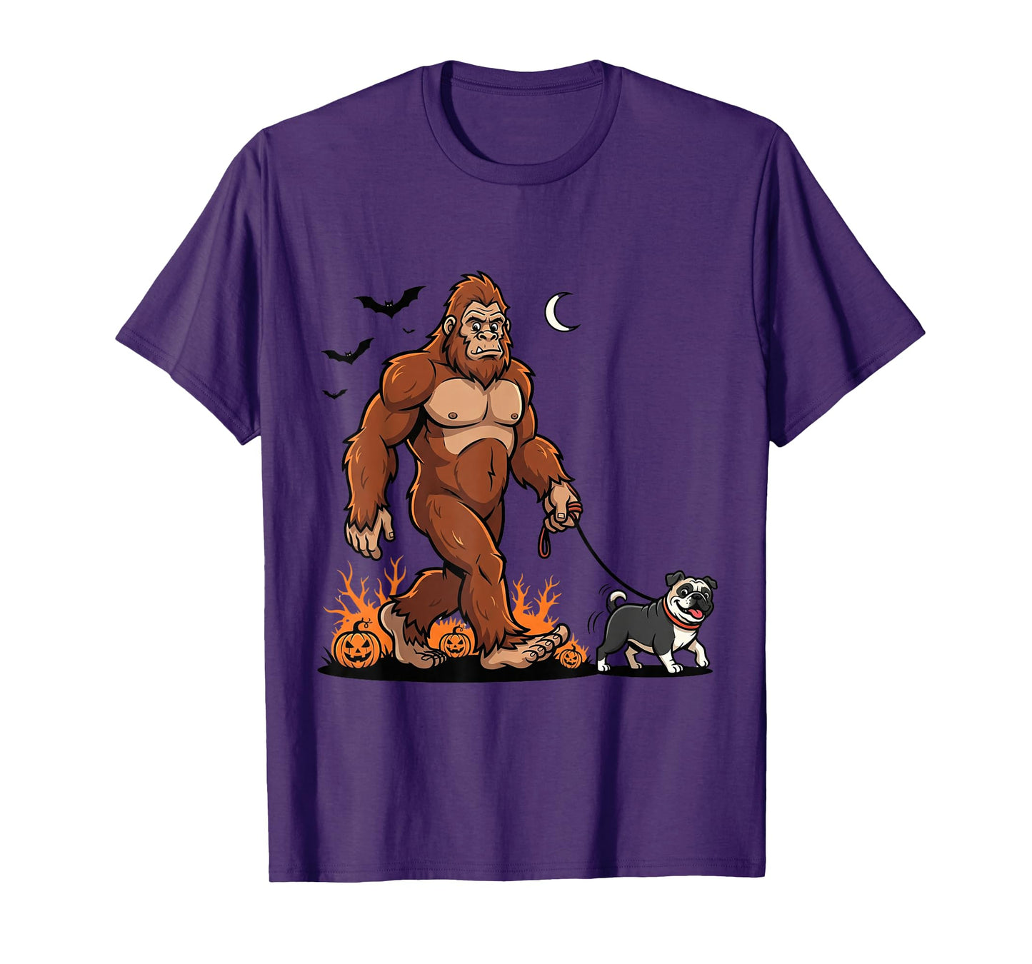 Bigfoot Walking Pug Halloween Dog Sasquatch Funny Costume T-Shirt