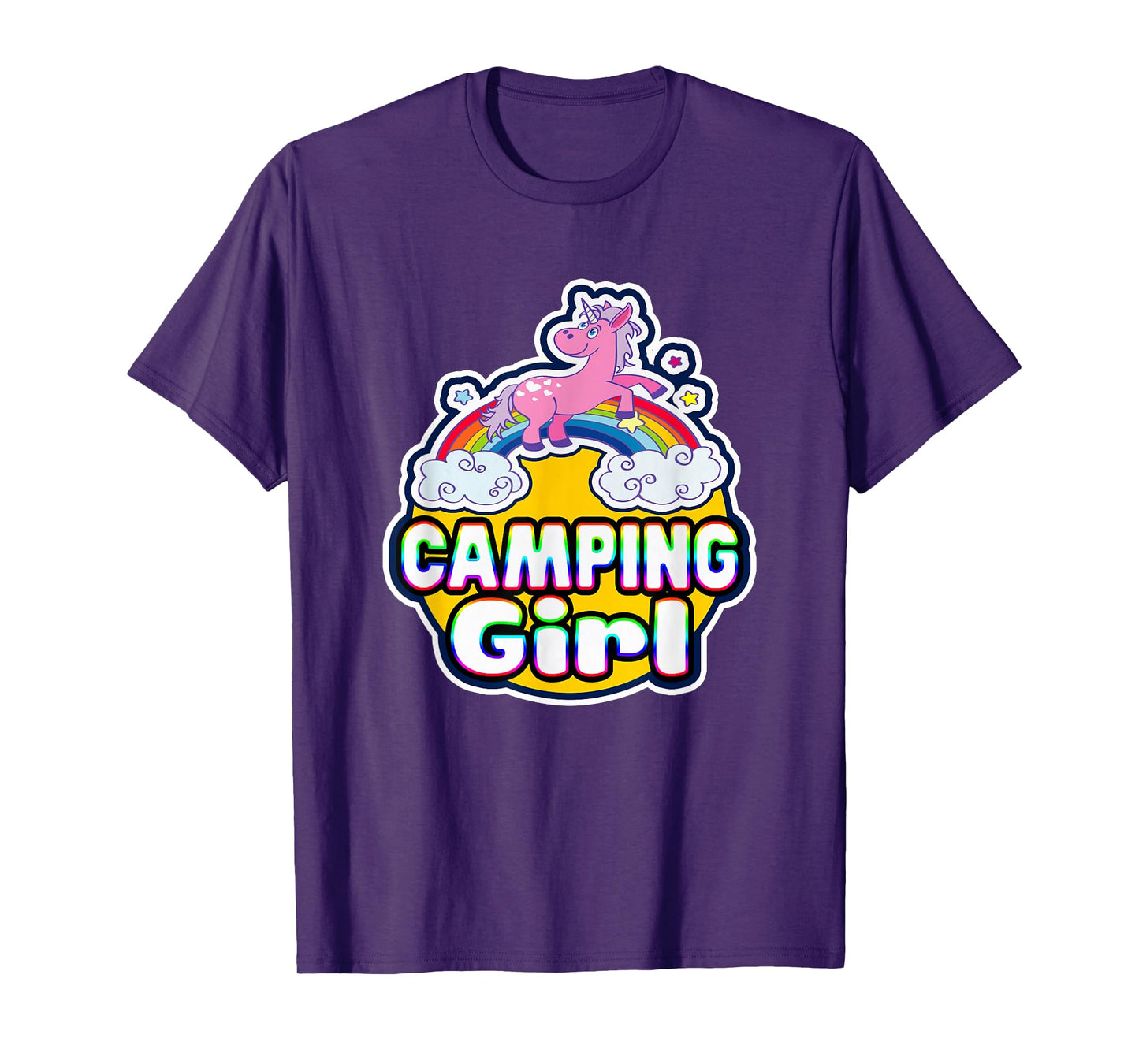 Camping Girl Cute Rainbow Unicorn Party Camper T-Shirt T-Shirt