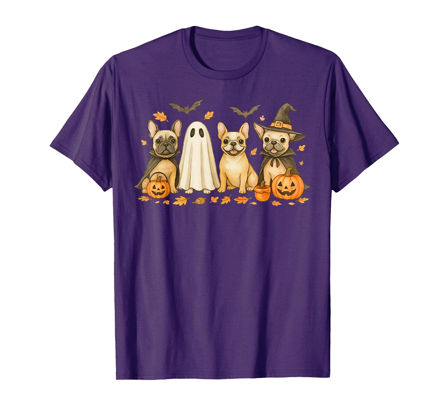 French Bulldog Ghost Witch Pumpkins Halloween Dog Costume T-Shirt