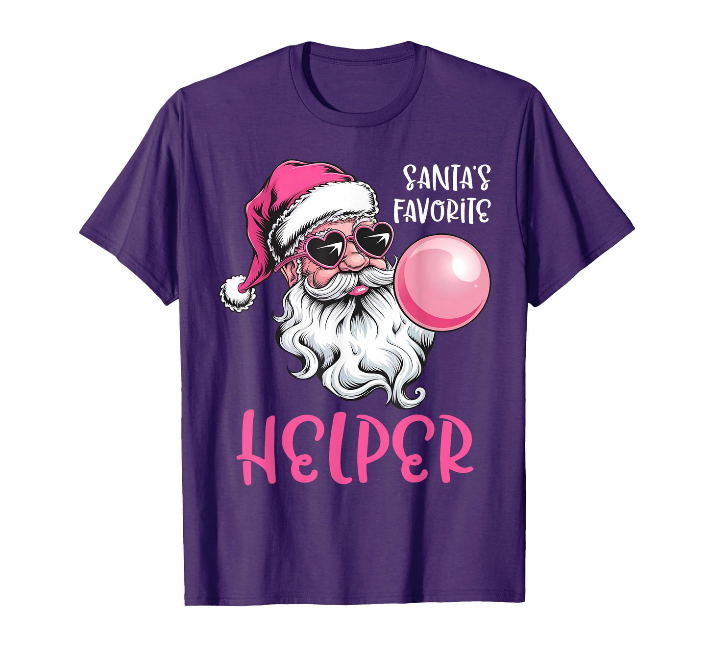 Santa's Favorite Helper Christmas Pink Santa Claus Balloon T-Shirt