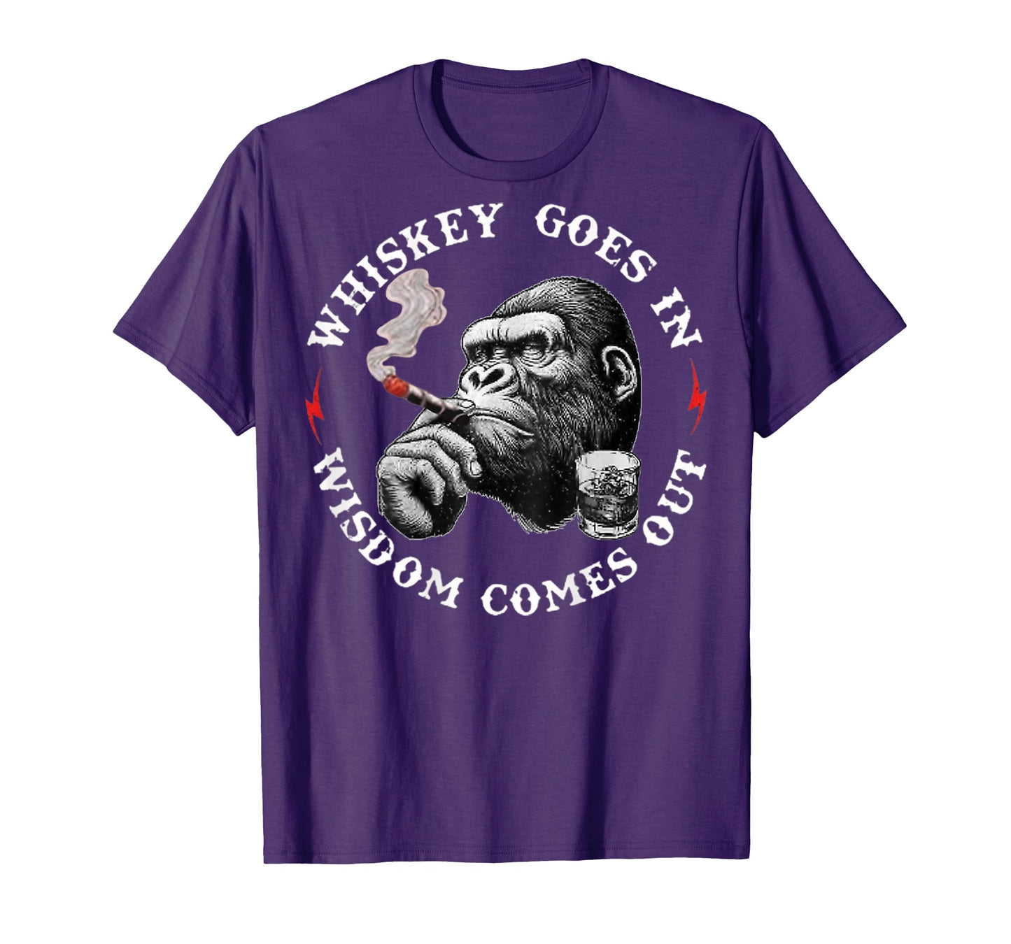 Whiskey Goes In Wisdom Comes Out Funny Monkey T-Shirt