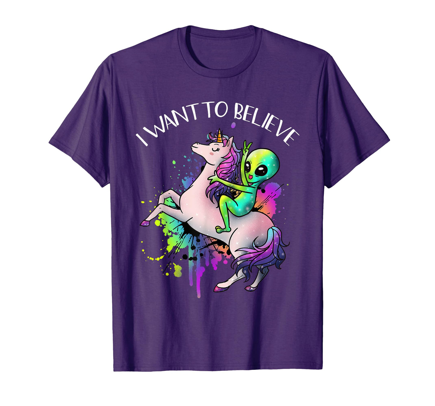 I Want To Believe Unicorn Alien Horn Extraterrestrial Gift T-Shirt