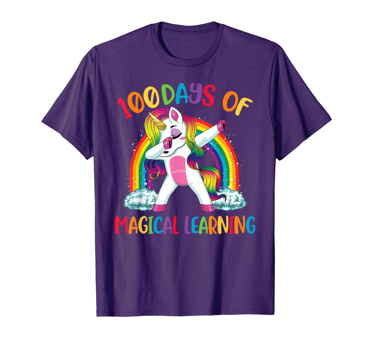 100 Days Of Magical Learning Dabbing Unicorn Girls Kids T-Shirt