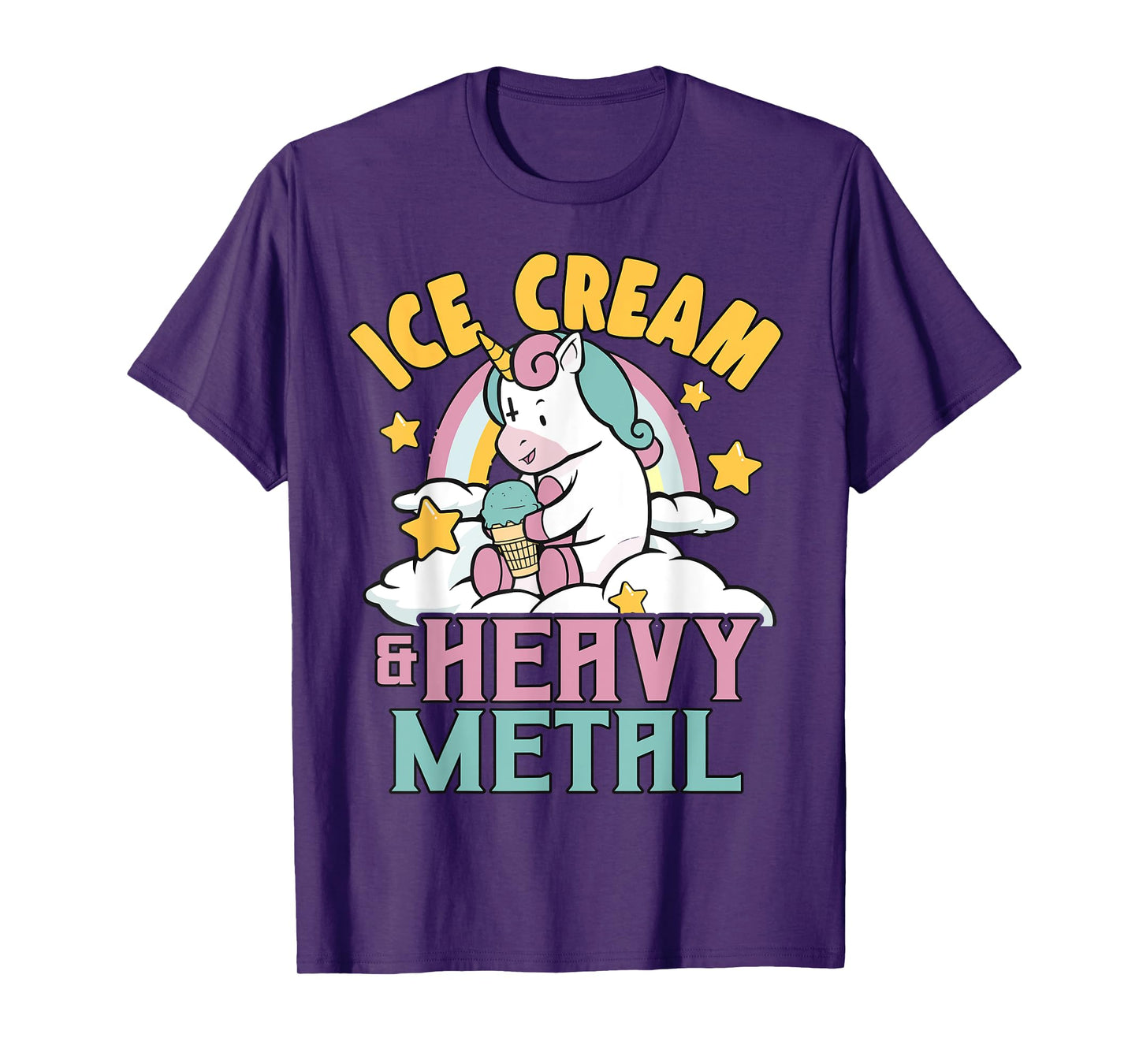 Ice Cream & Heavy Metal Unicorn Metal Rainbow Death Metal Men Women Kids T-Shirt