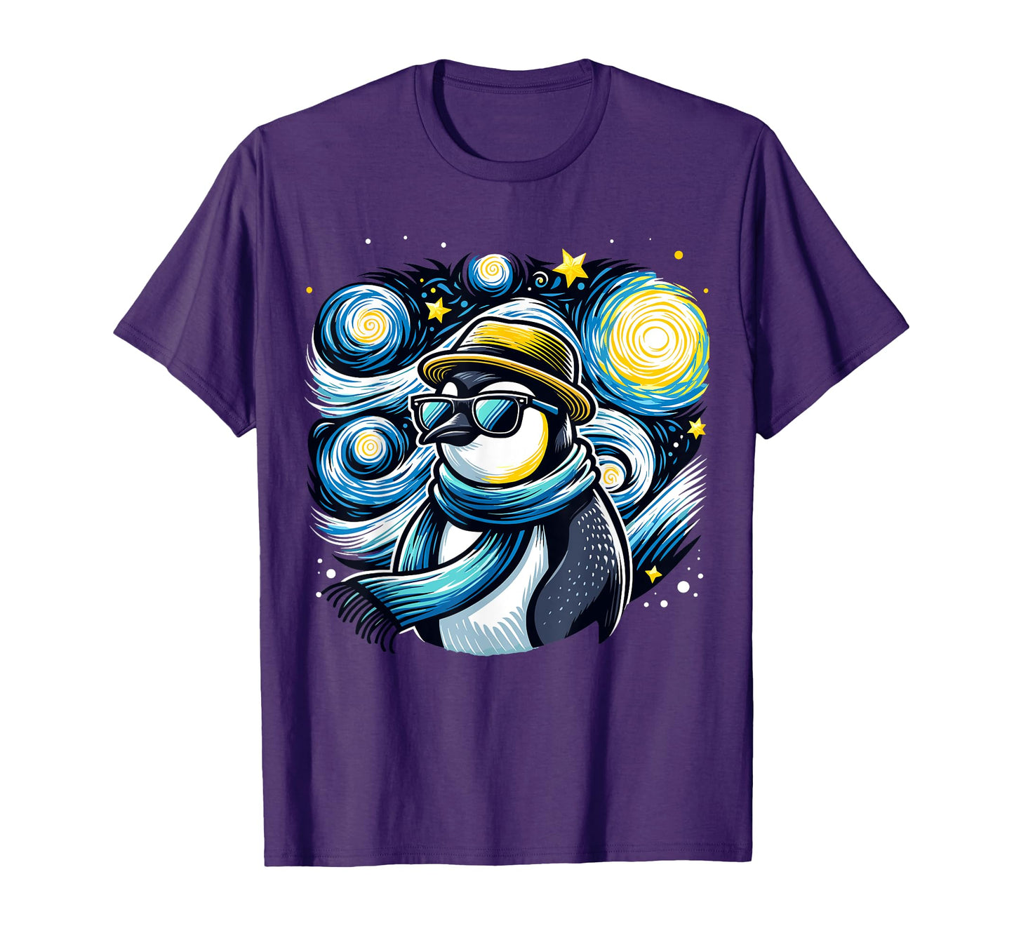 Cool Van Gogh Penguin Lover Starry Night Penguin T-Shirt