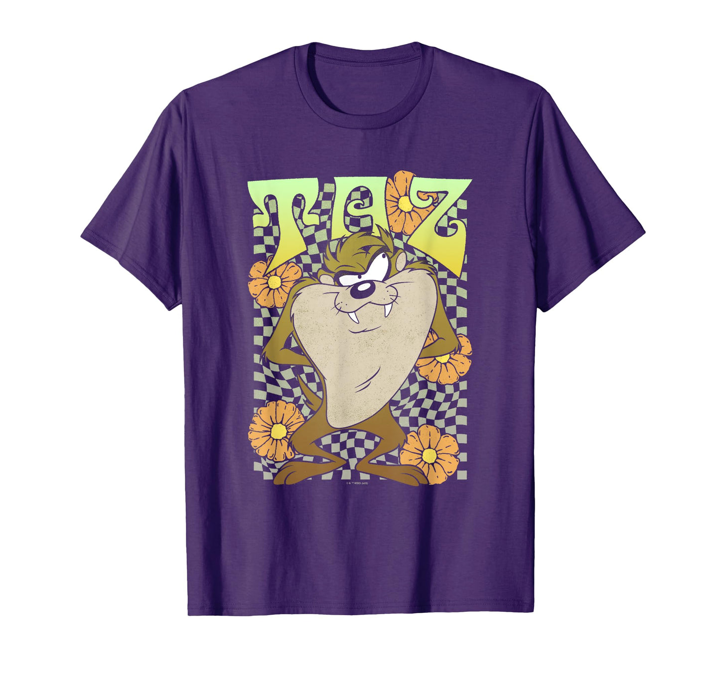 Looney Tunes Taz Groovy Retro Floral Portrait T-Shirt
