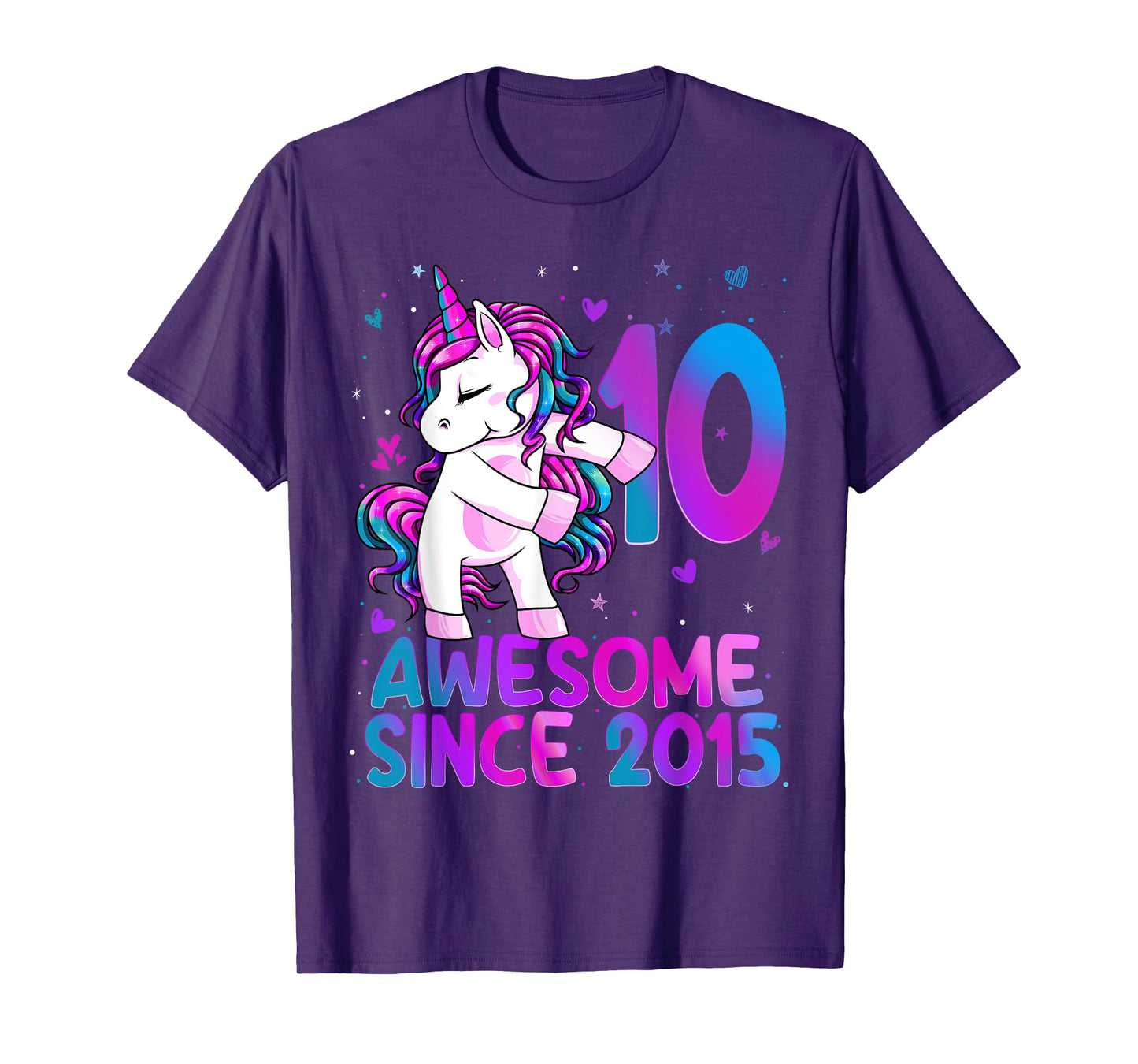 Flossing Unicorn 10 Year Old 10th Birthday Girl Unicorn T-Shirt