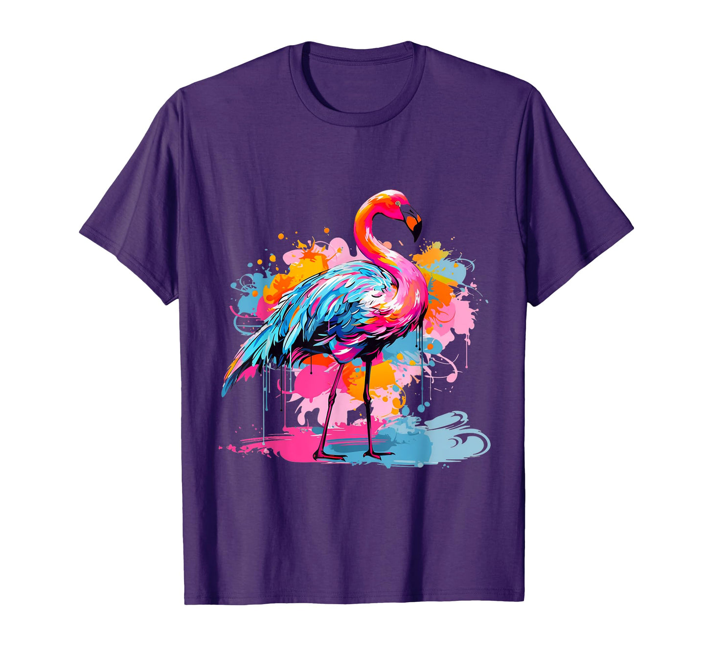 Cool Colorful Flamingo Portrait Graphic T-Shirt