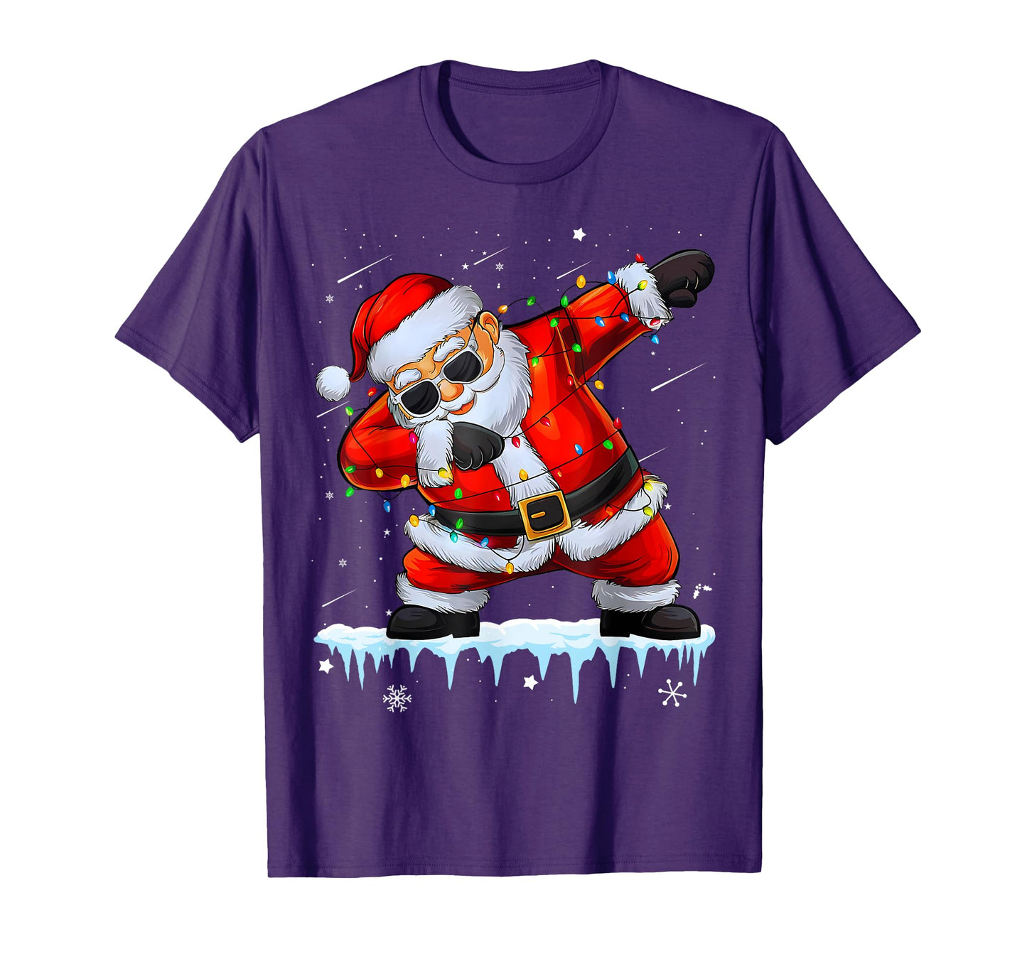 Dabbing Santa Xmas Lights Girls Boys Kids Christmas T-Shirt