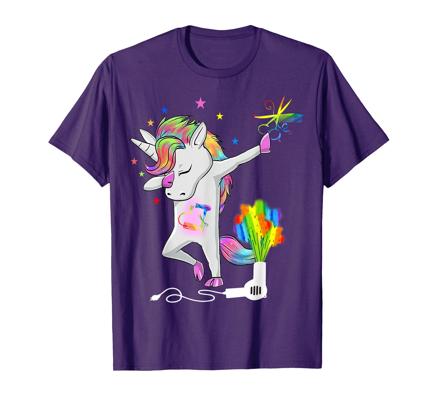 Funny HairStylist T Shirt Dabbing Unicorn Cosmetologist Tee T-Shirt
