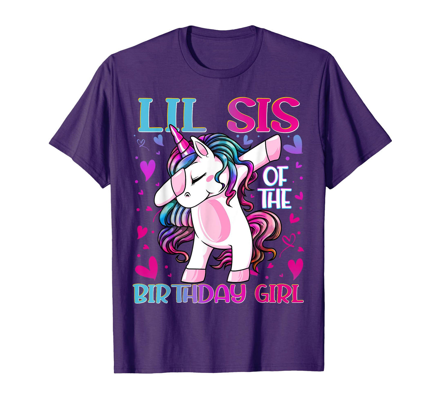 Lil Sis of the Birthday Girl Dabbing Unicorn Little Sister T-Shirt
