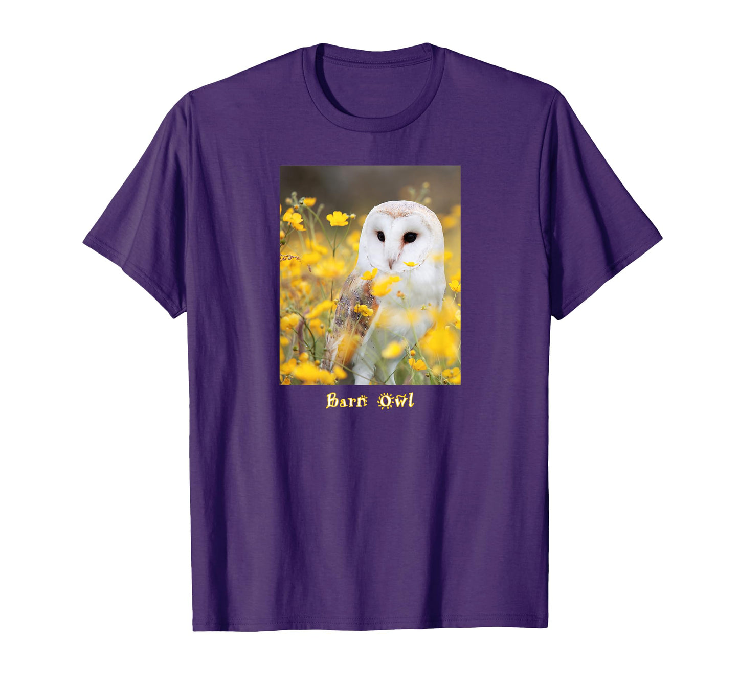 Barn Owl In Field Of Bright Yellow Flowers T-shirt