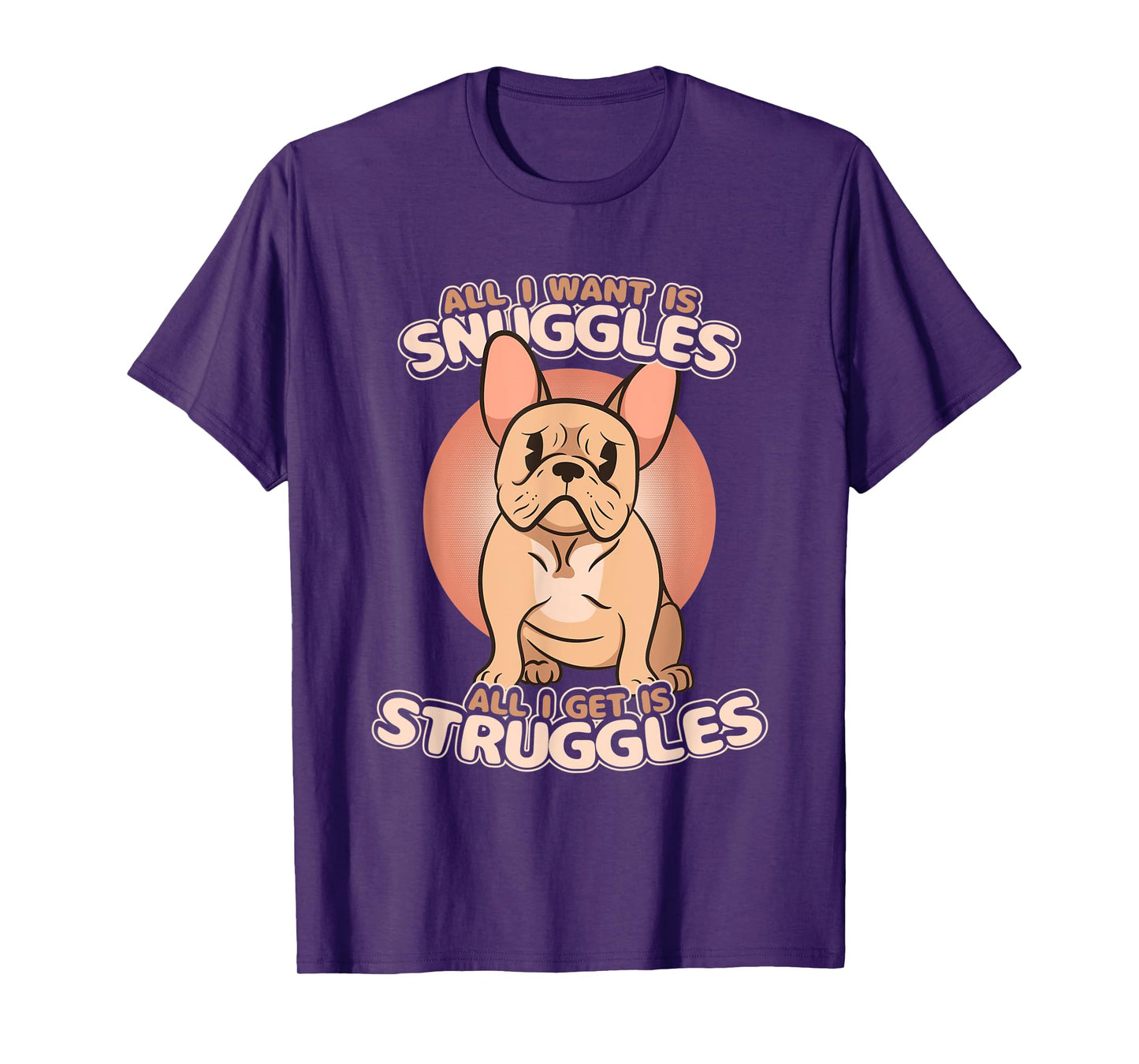 Kawaii Frenchie Funny Existential Dread Snuggles & Struggles T-Shirt