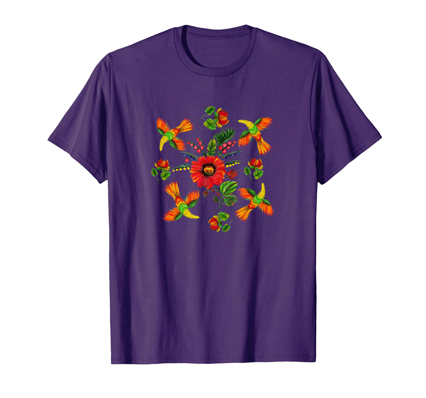 Slavic colorful birds, flowers Petrykivka painting ethnical T-Shirt