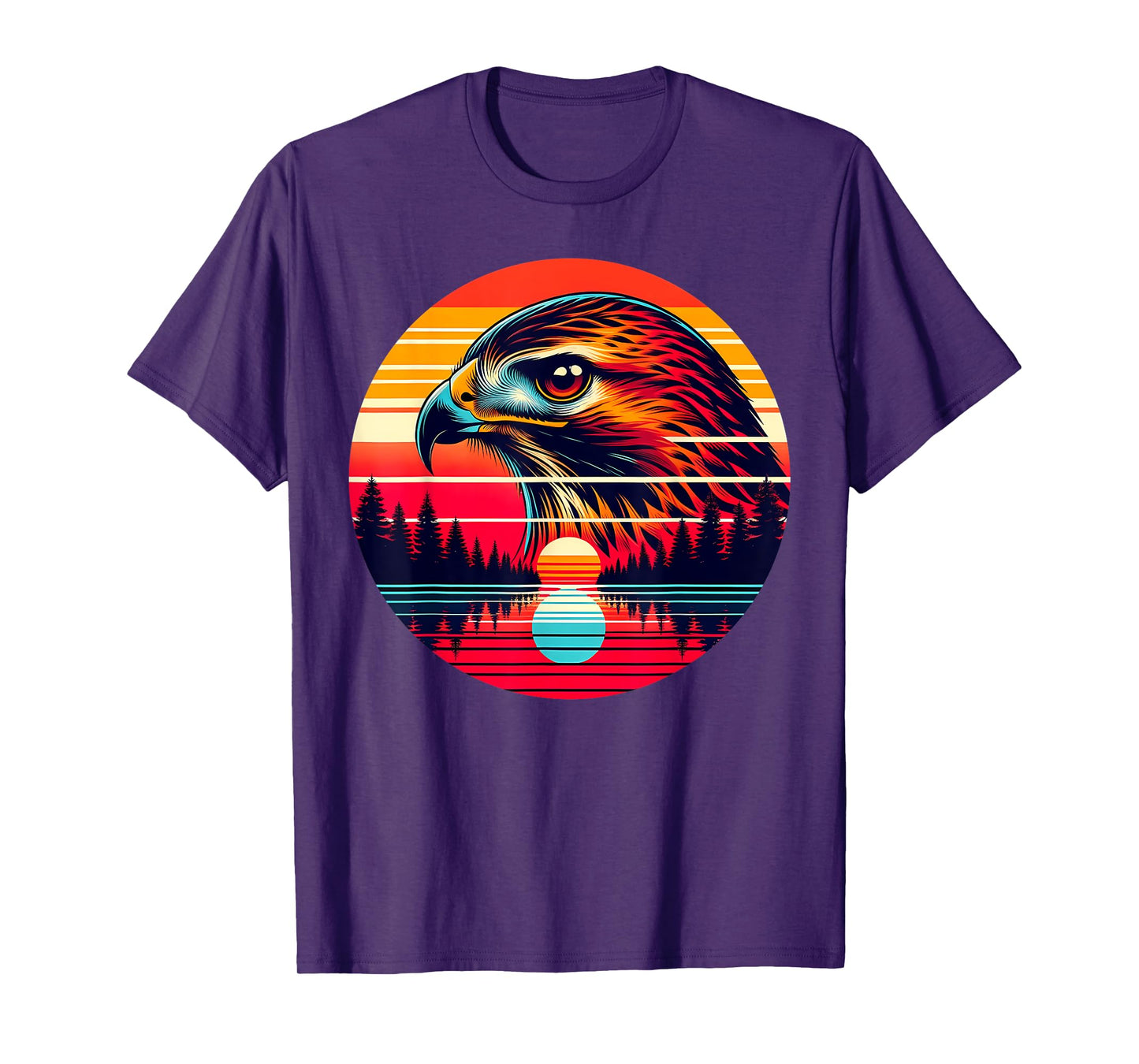 Red-tailed Hawk Bird Sunset Retro Style Safari Vintage 70s T-Shirt