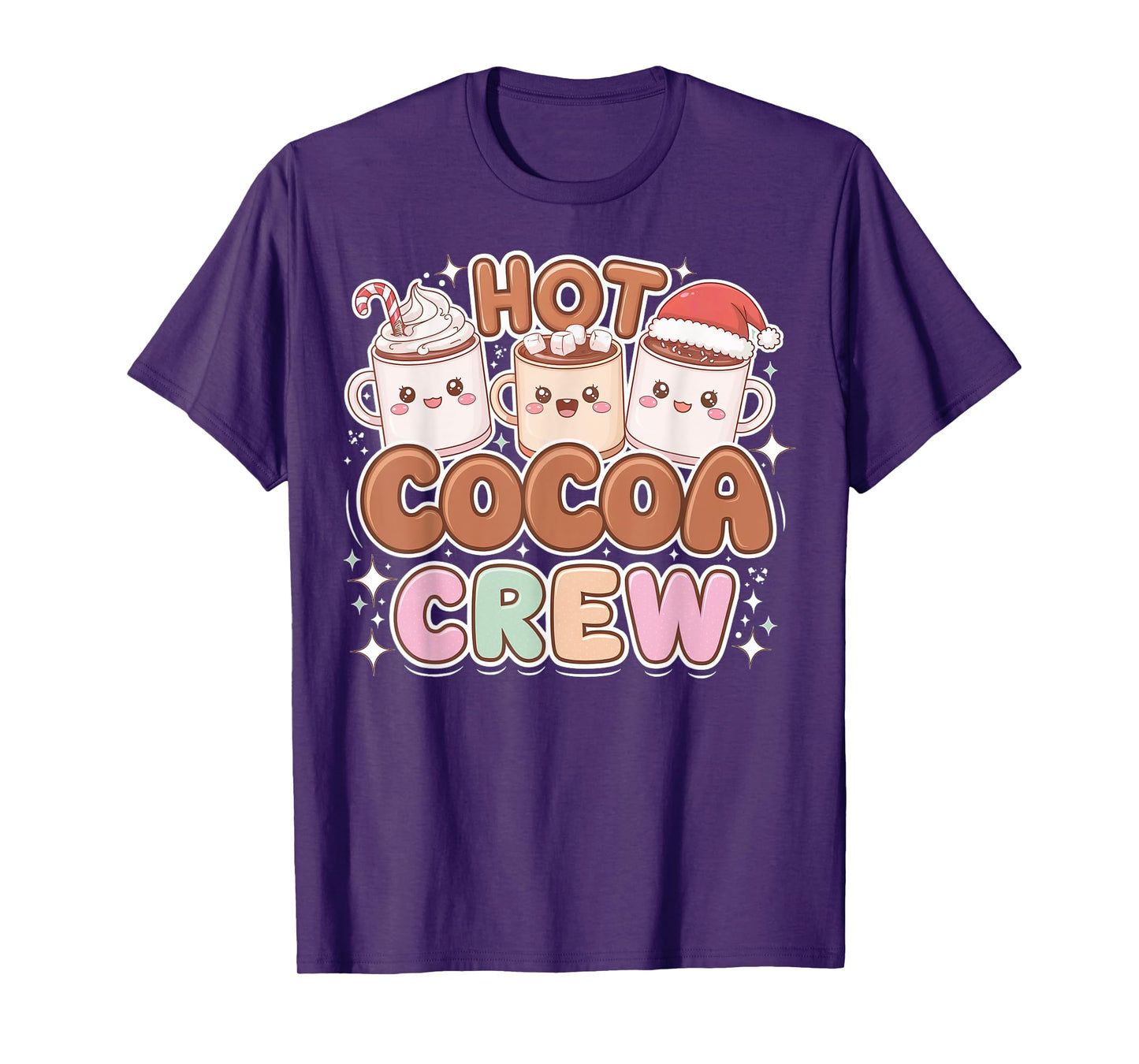 Funny Christmas Hot Cocoa and Marshmallow Crew T-Shirt