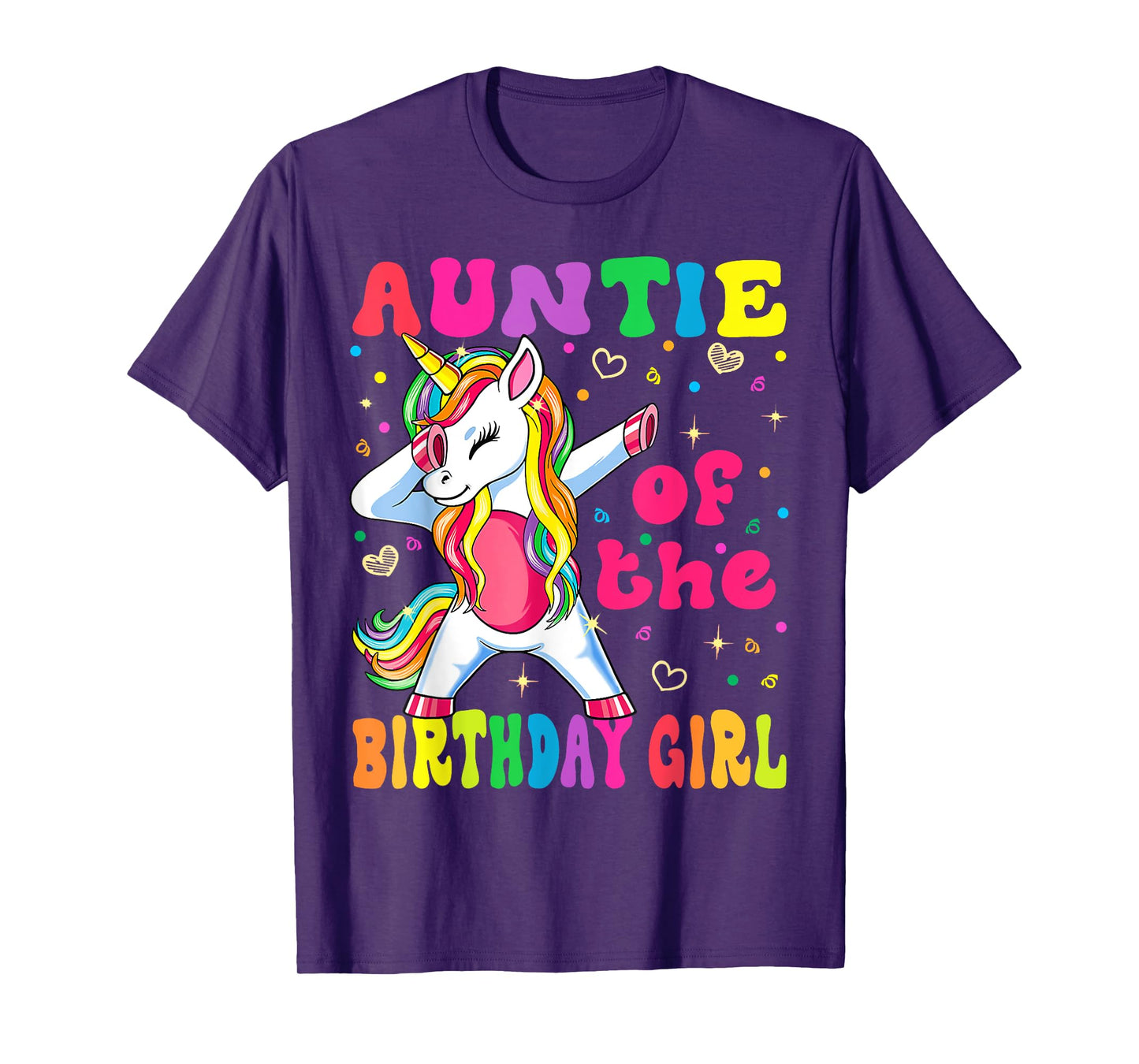 Auntie of the Birthday Princess Girl Dabbing Unicorn T-Shirt