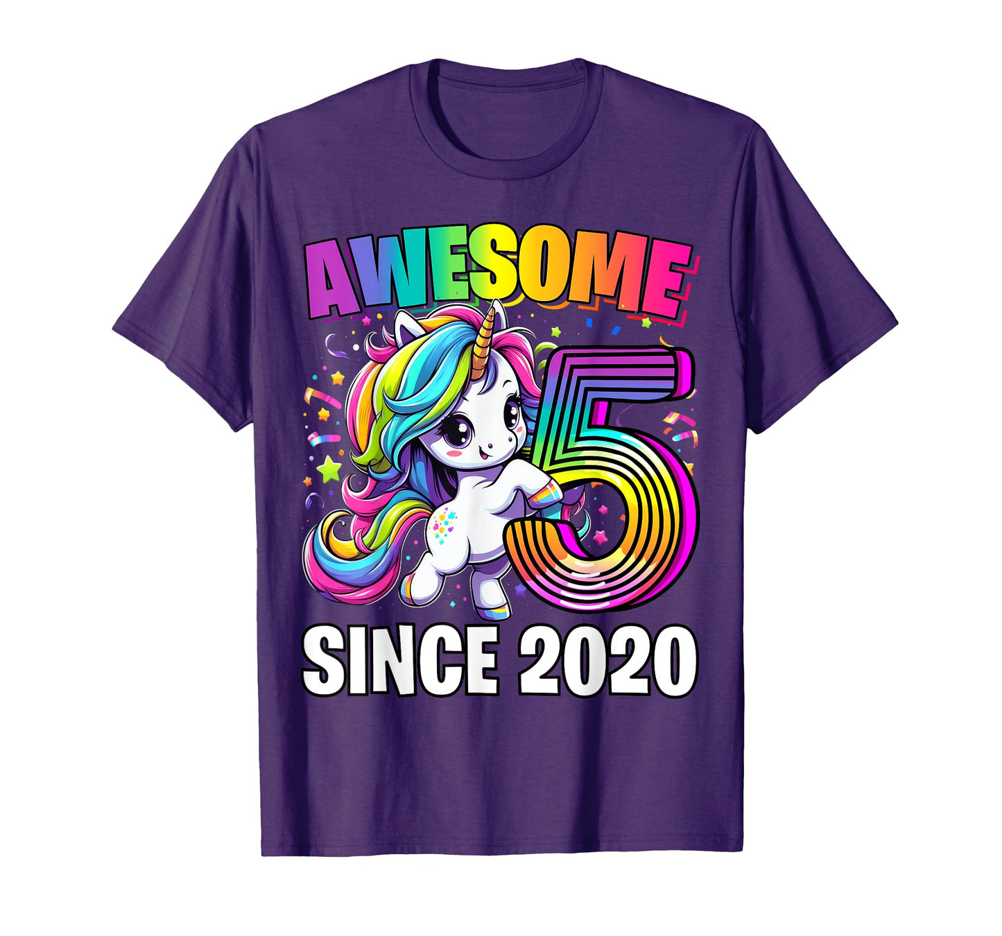 Unicorn 5th Birthday 5 Year Old Unicorn Party Girls Outfit T-Shirt