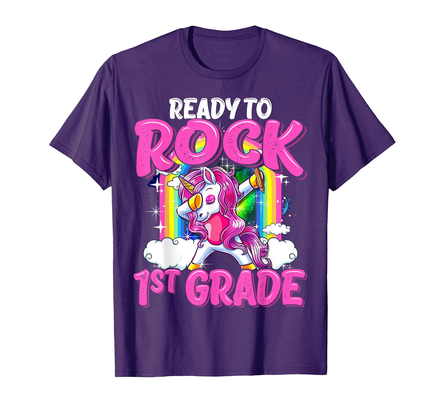 Ready To Rock 1st Grade Dabbing Unicorn Back To School Girls T-Shirt
