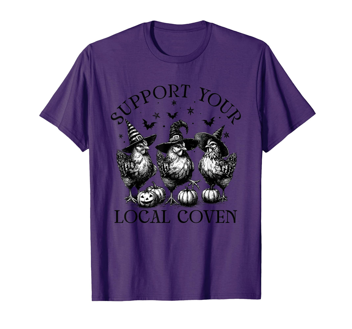 Support Your-Local Coven Chicken Witches Funny Halloween T-Shirt