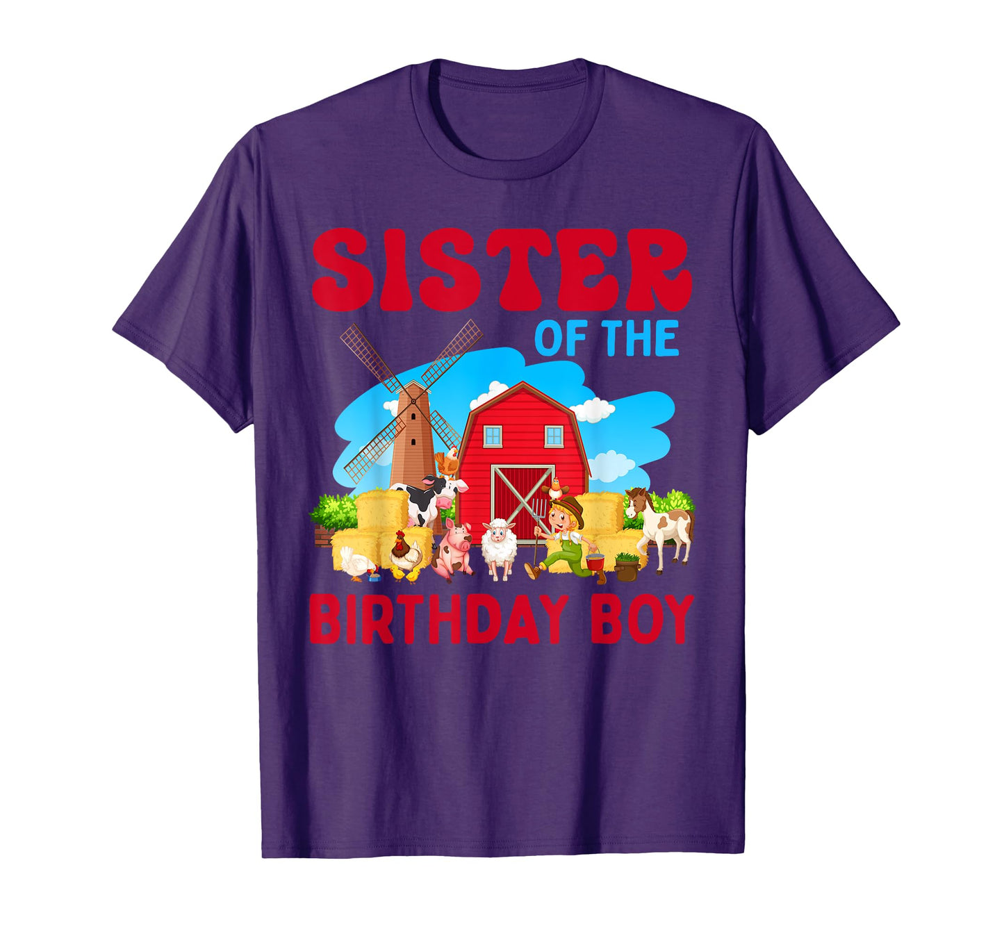 Sister Of The Birthday Boy Farm Farmer Theme T-Shirt
