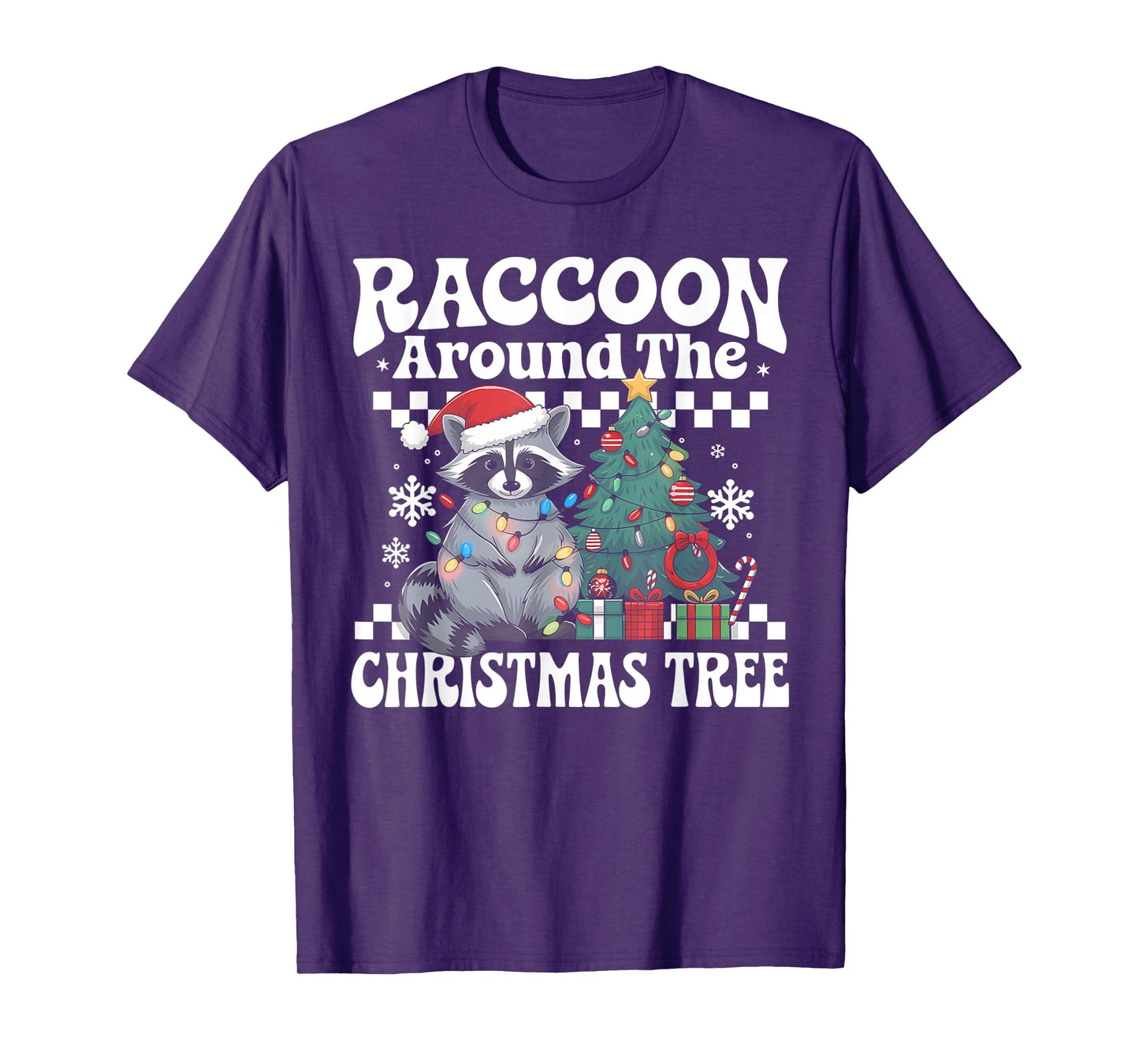 Raccoon Lovers Christmas Tees Unisex Raccoon Around The Christmas Tree Raccoon Lover Xmas Holiday T-Shirt