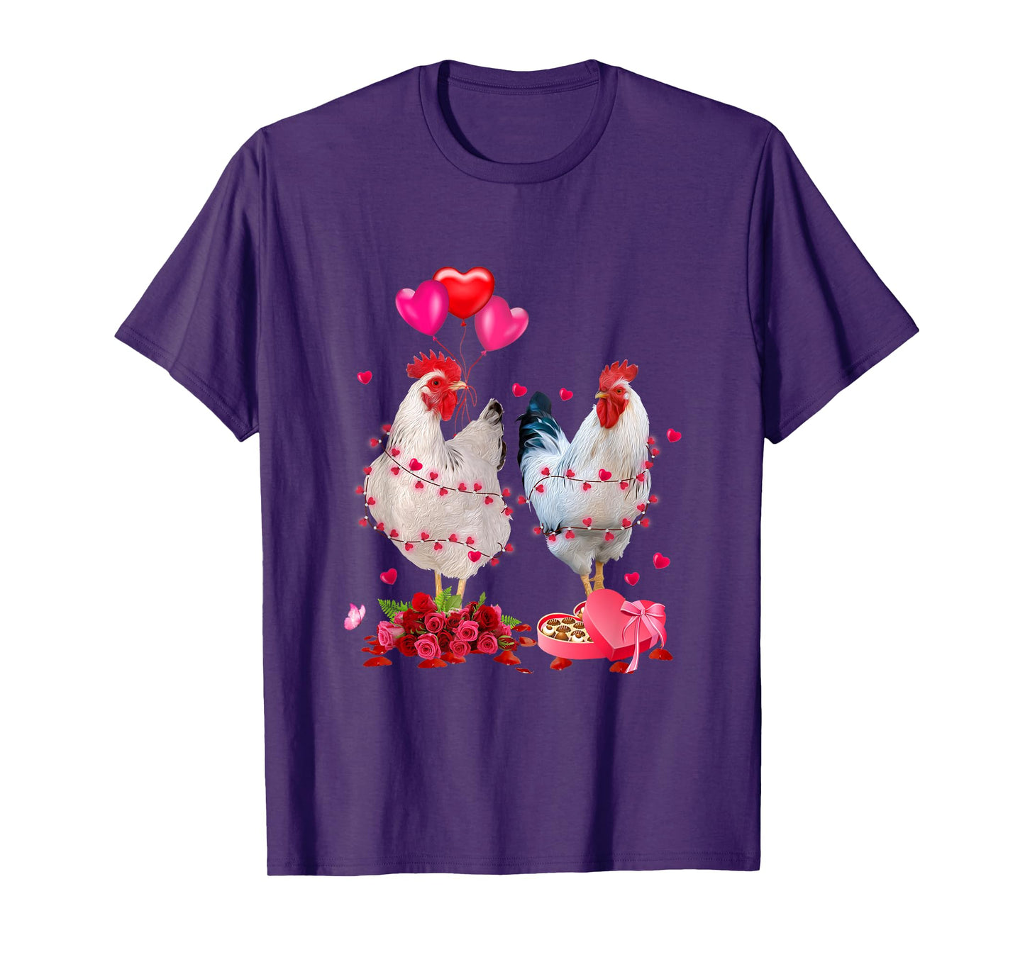 Funny Chicken Valentines Day Heart Chicken Couple Men Women T-Shirt