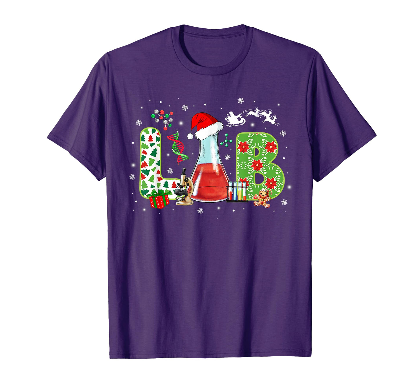 Lab Christmas Laboratory Technician Science Xmas Scientist T-Shirt