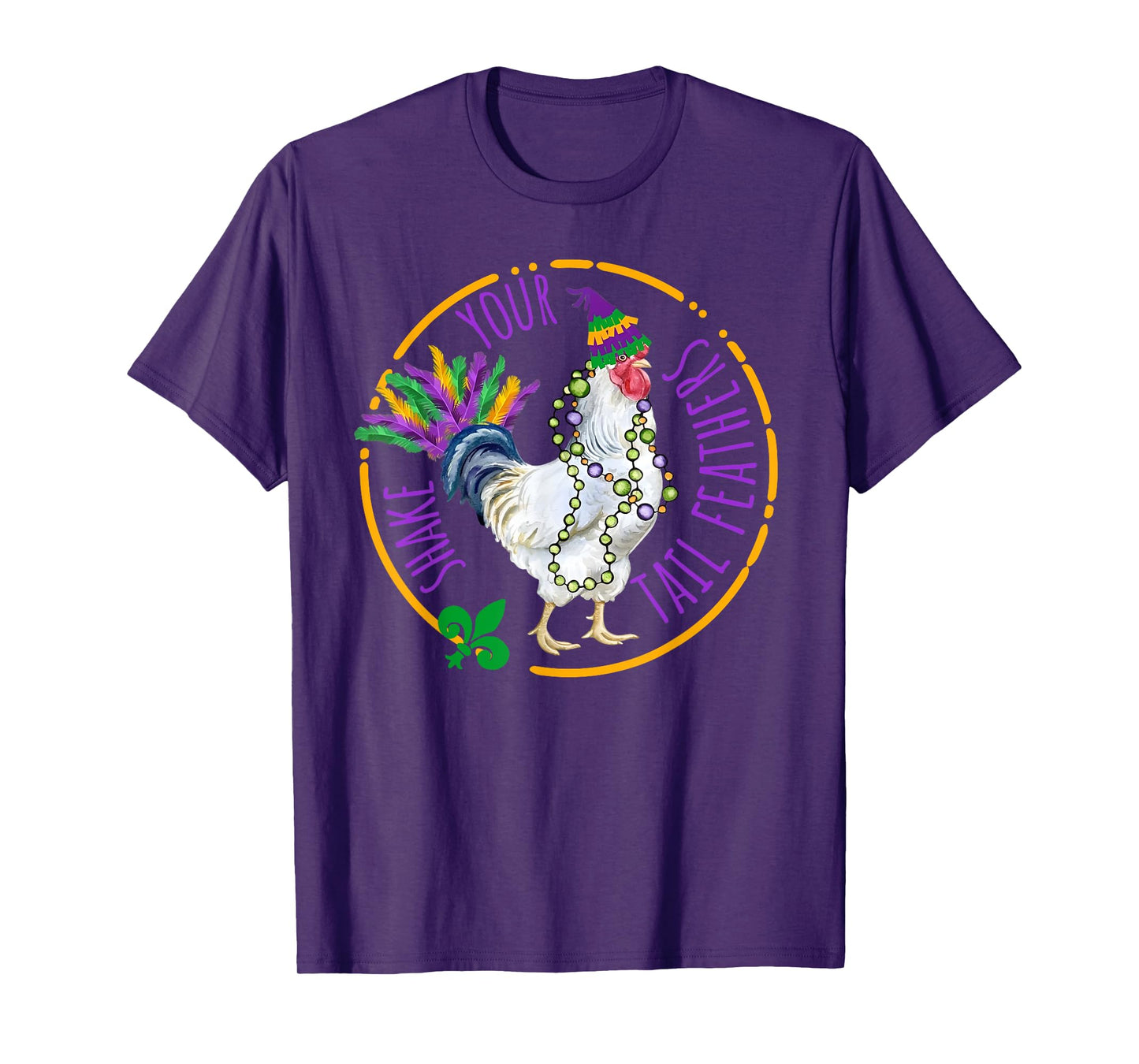 Shake Your Tail Feathers Cute Chicken Funny Mardi Gras Women T-Shirt