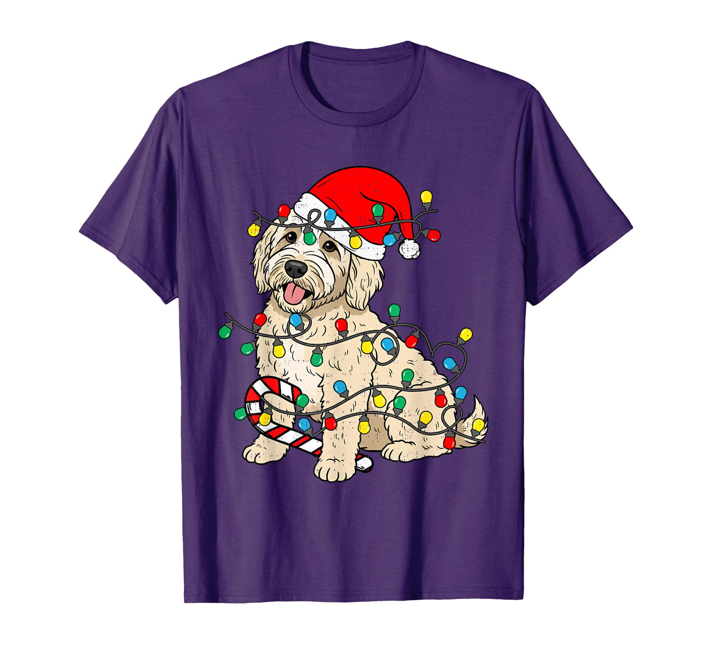 Goldendoodle Dog Christmas Lights Santa Xmas Pet Dog Lover T-Shirt