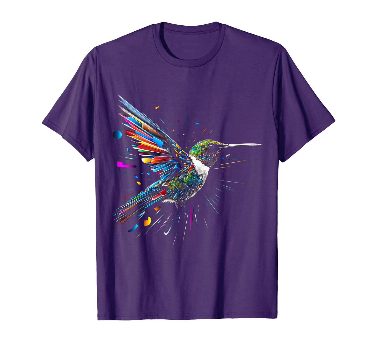 Hummingbird Art Colorful Animal Polygon Bird Hummindgbird T-Shirt