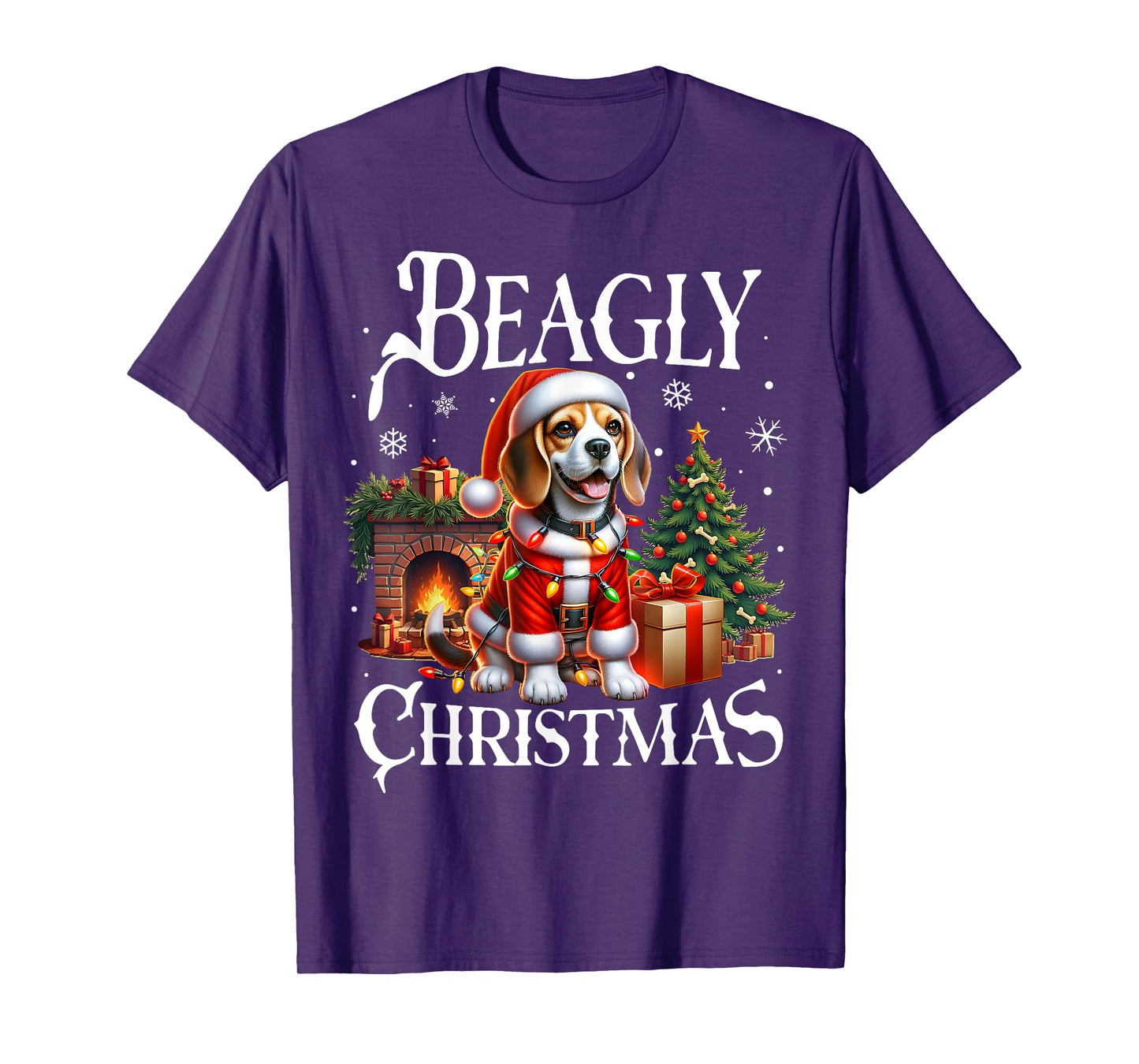 Christmas Dogs Beagle Santa Claus Beagle Xmas Beagly Christmas Beagle Santa Claus T-Shirt - Unisex-Adults, Black, Small, Short Sleeve, T-Shirt