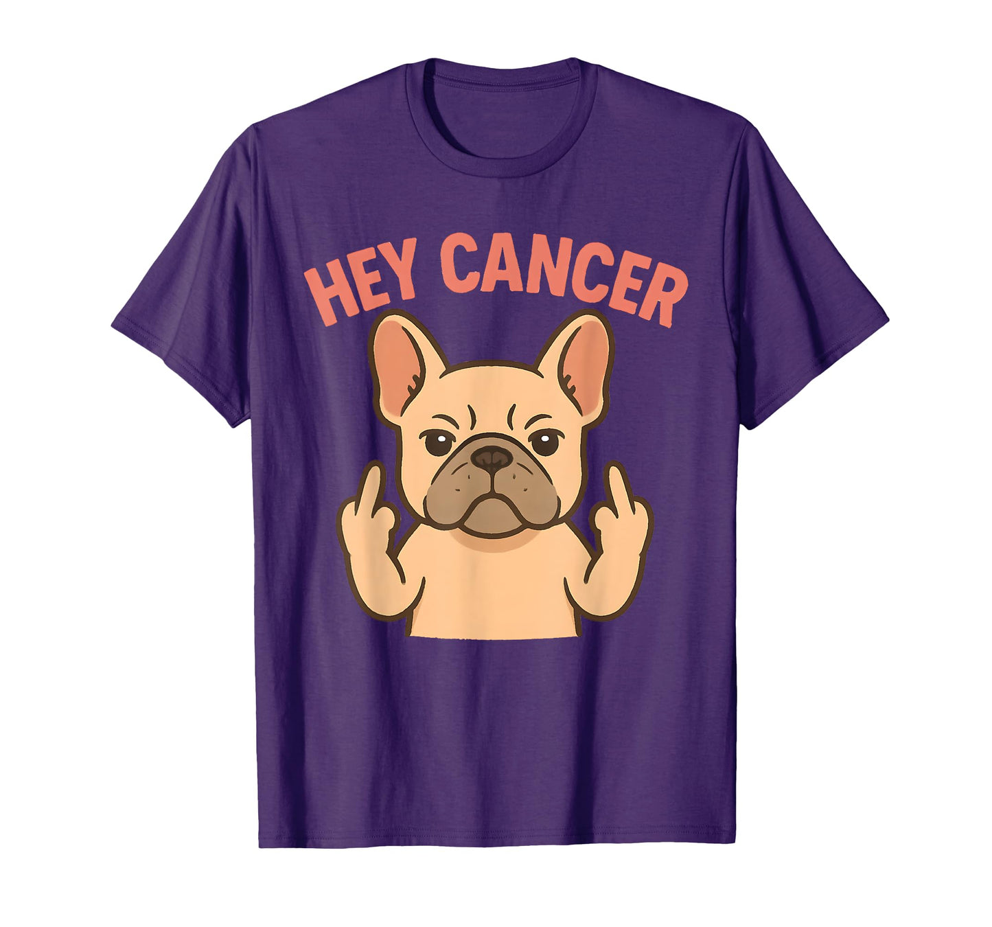 HEY CANCER Funny French Bulldog Cancer Awareness Survivors T-Shirt for Men Women