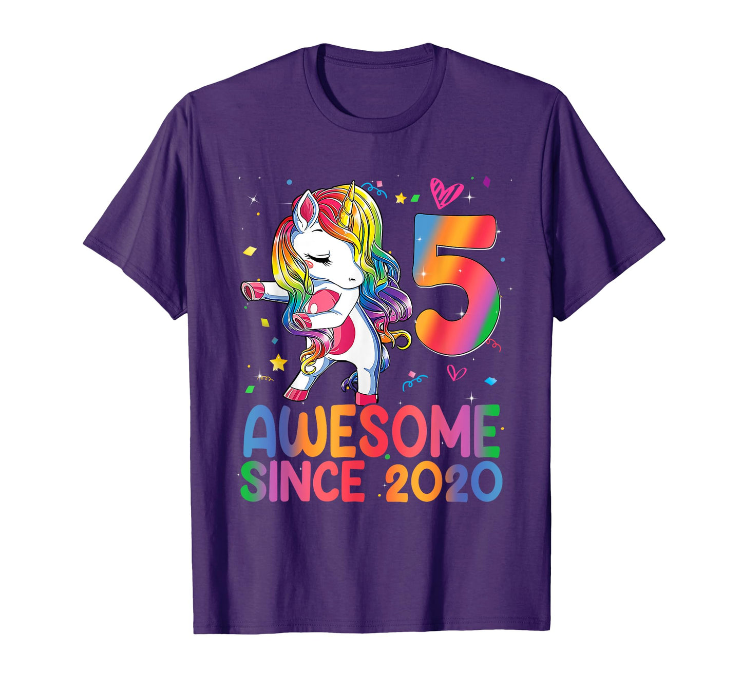 Awesome Since 2020 Unicorn 5th Birthday Gifts Girls Teens T-Shirt